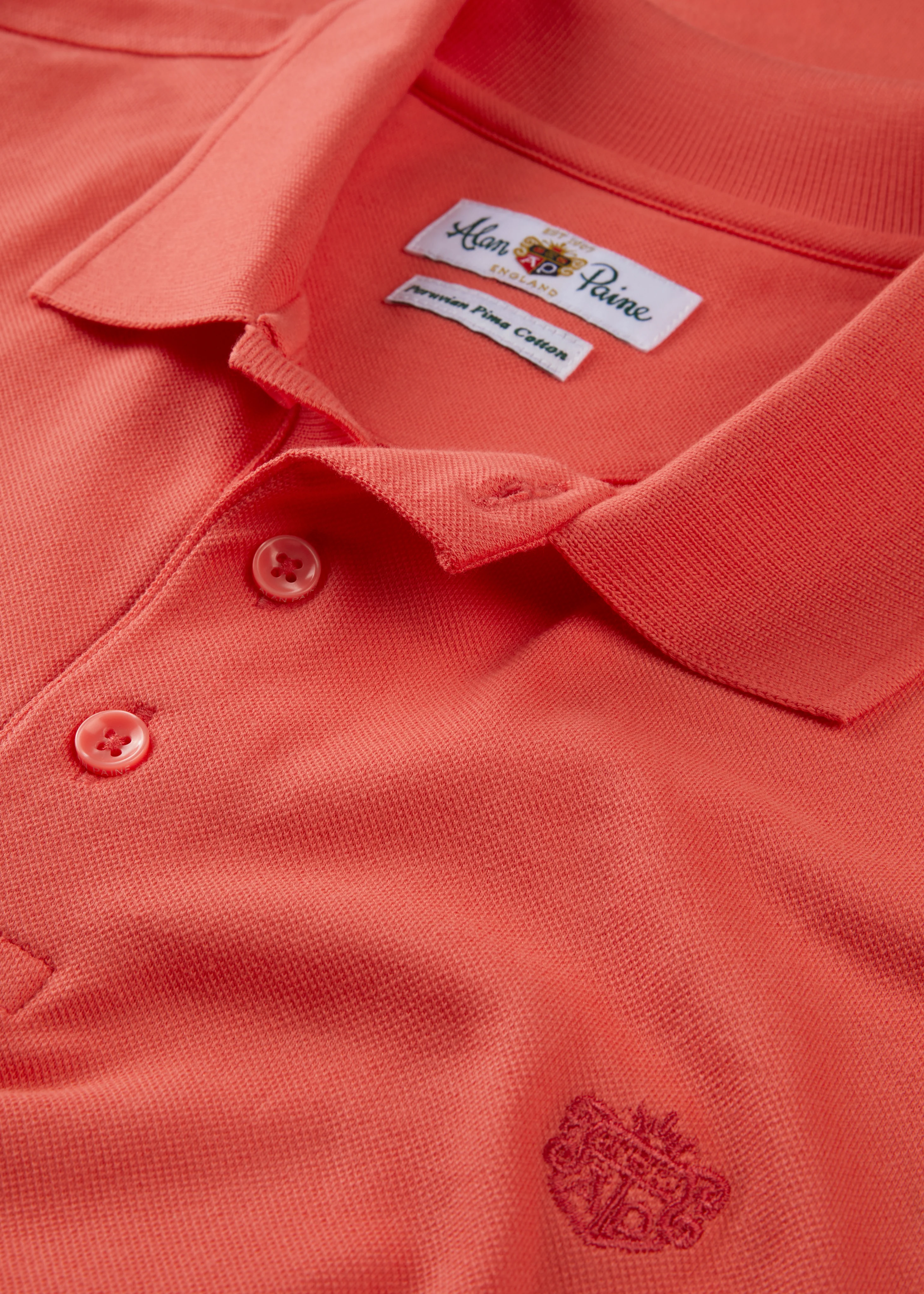 Fritton Pique Polo Shirt In Coral - Image 4