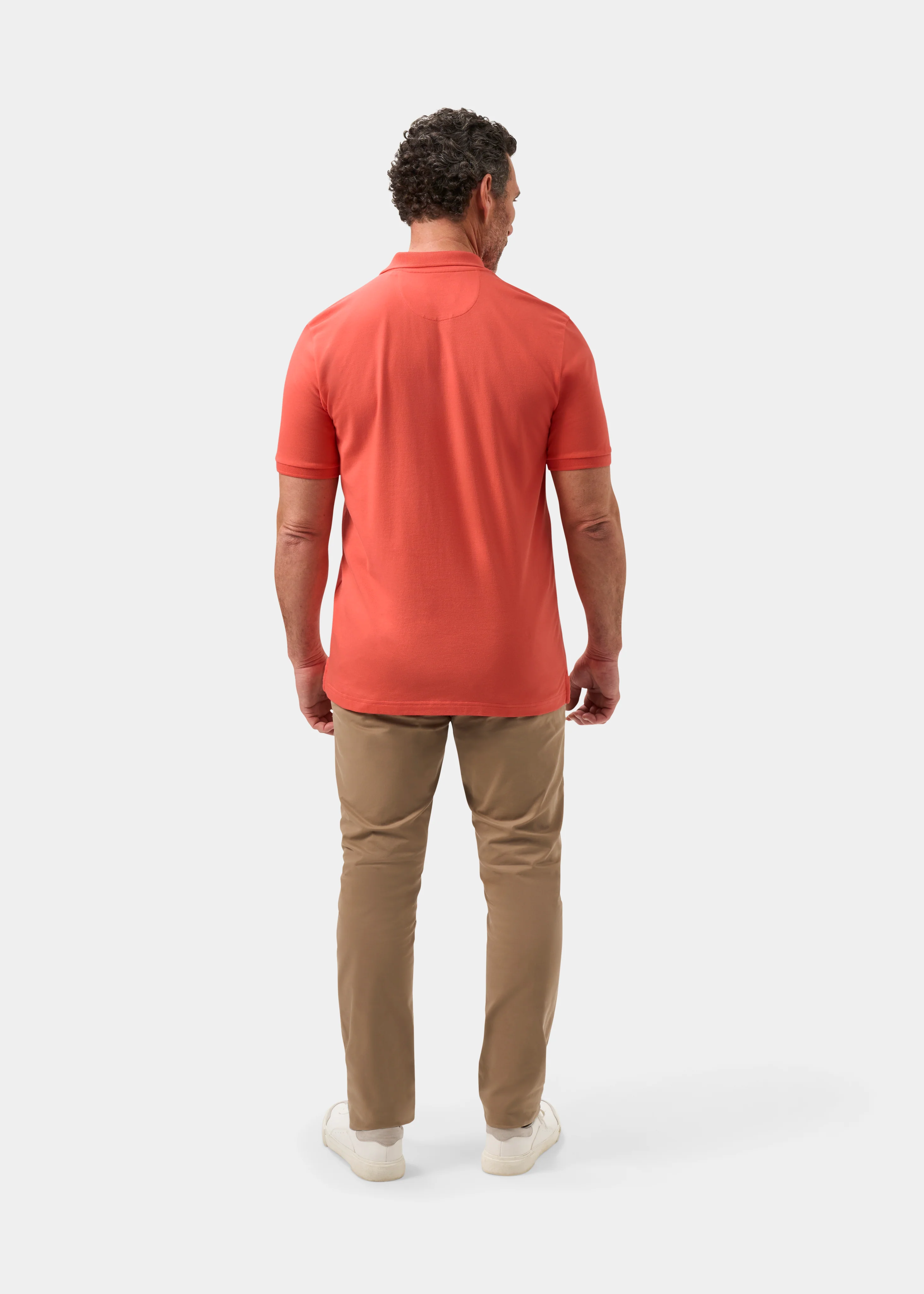 Fritton Pique Polo Shirt In Coral - Image 7