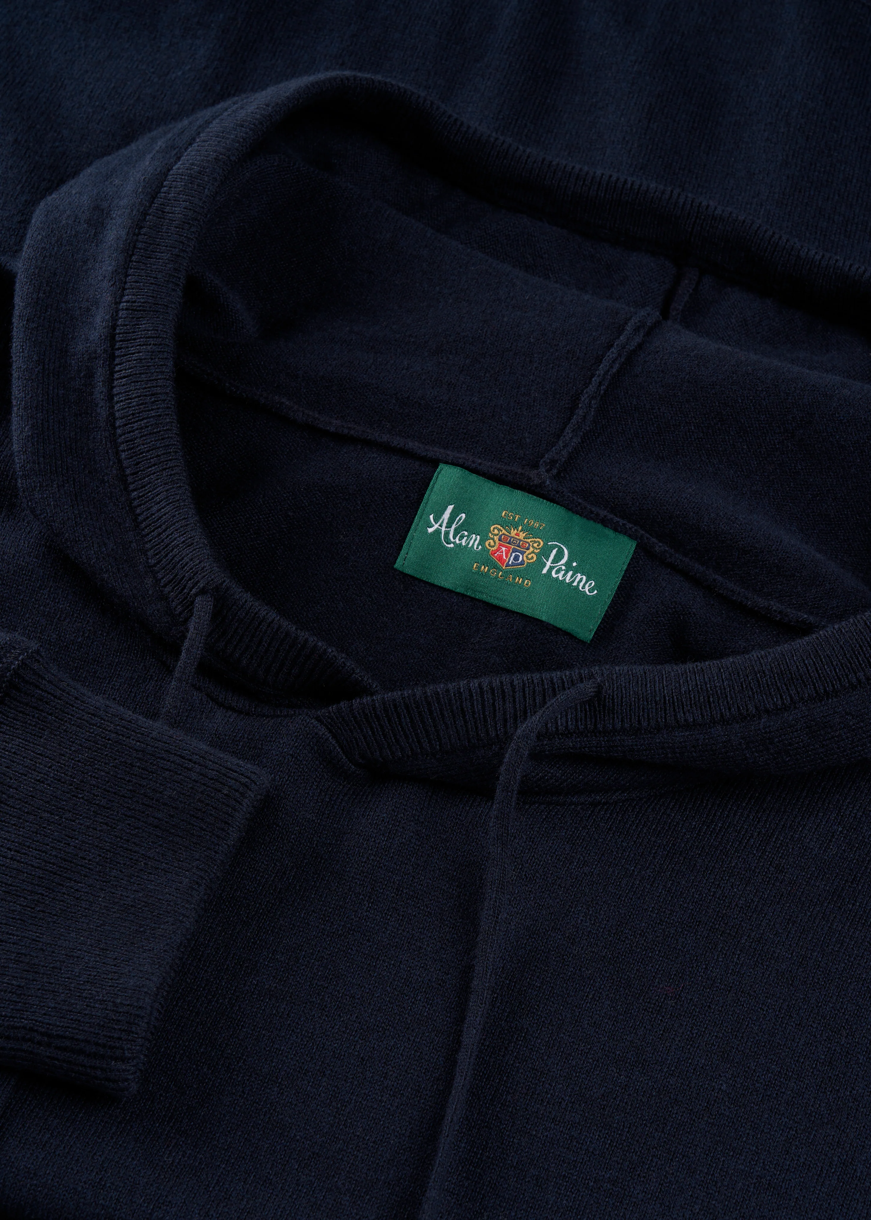 Gaisby Cotton Merino Hoodie in Dark Navy - Image 2