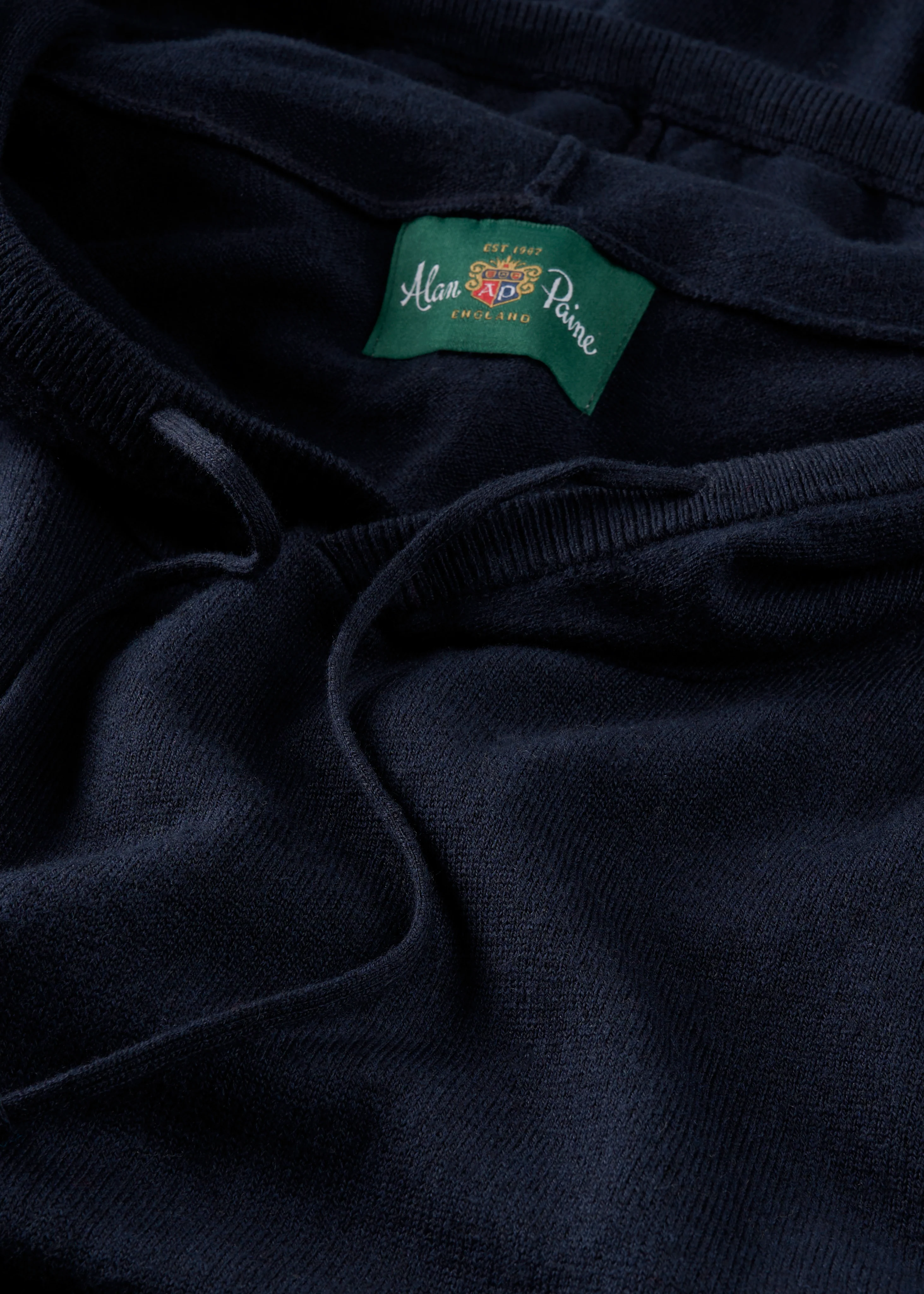 Gaisby Cotton Merino Hoodie in Dark Navy - Image 3