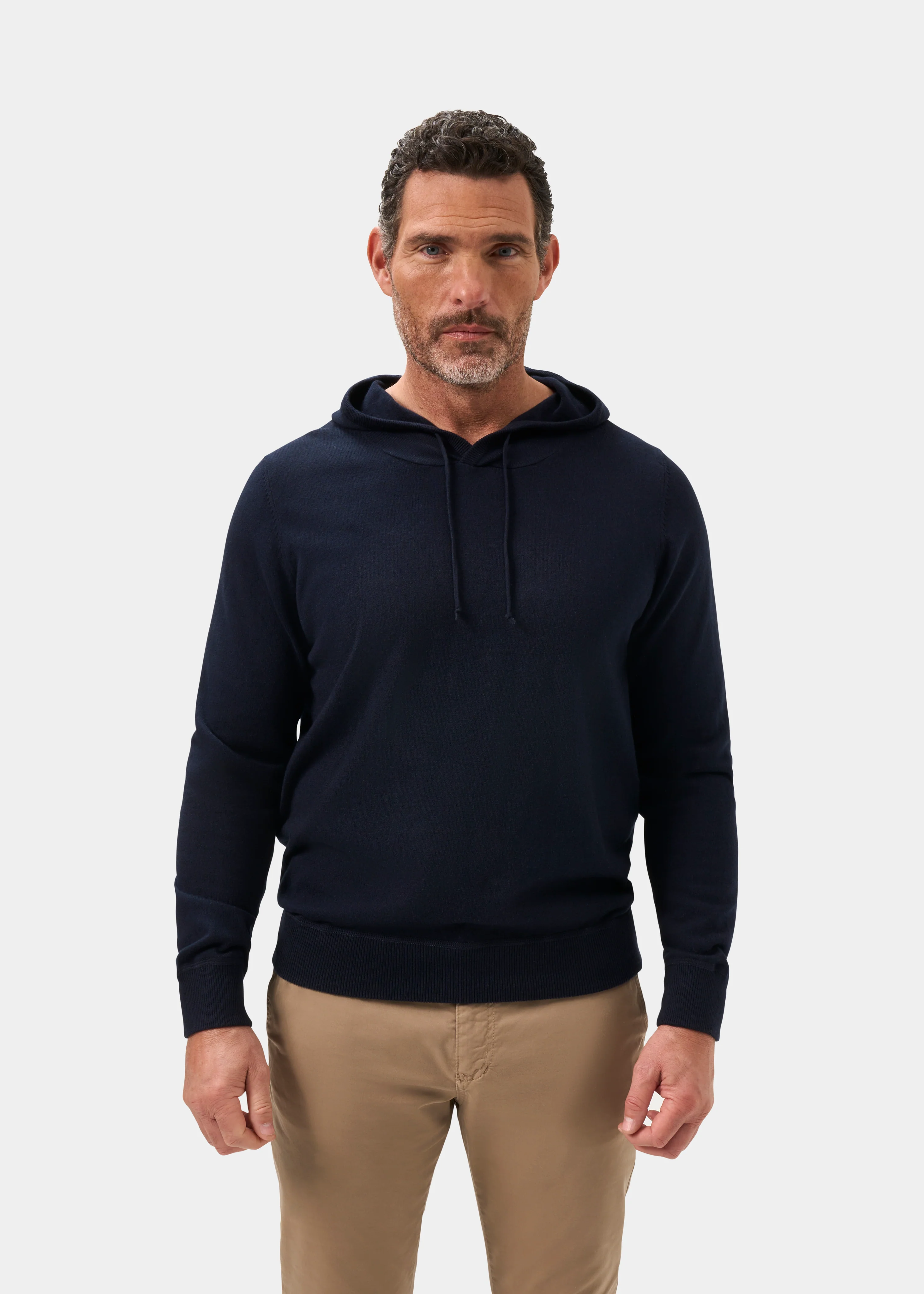 Gaisby Cotton Merino Hoodie in Dark Navy - Image 5