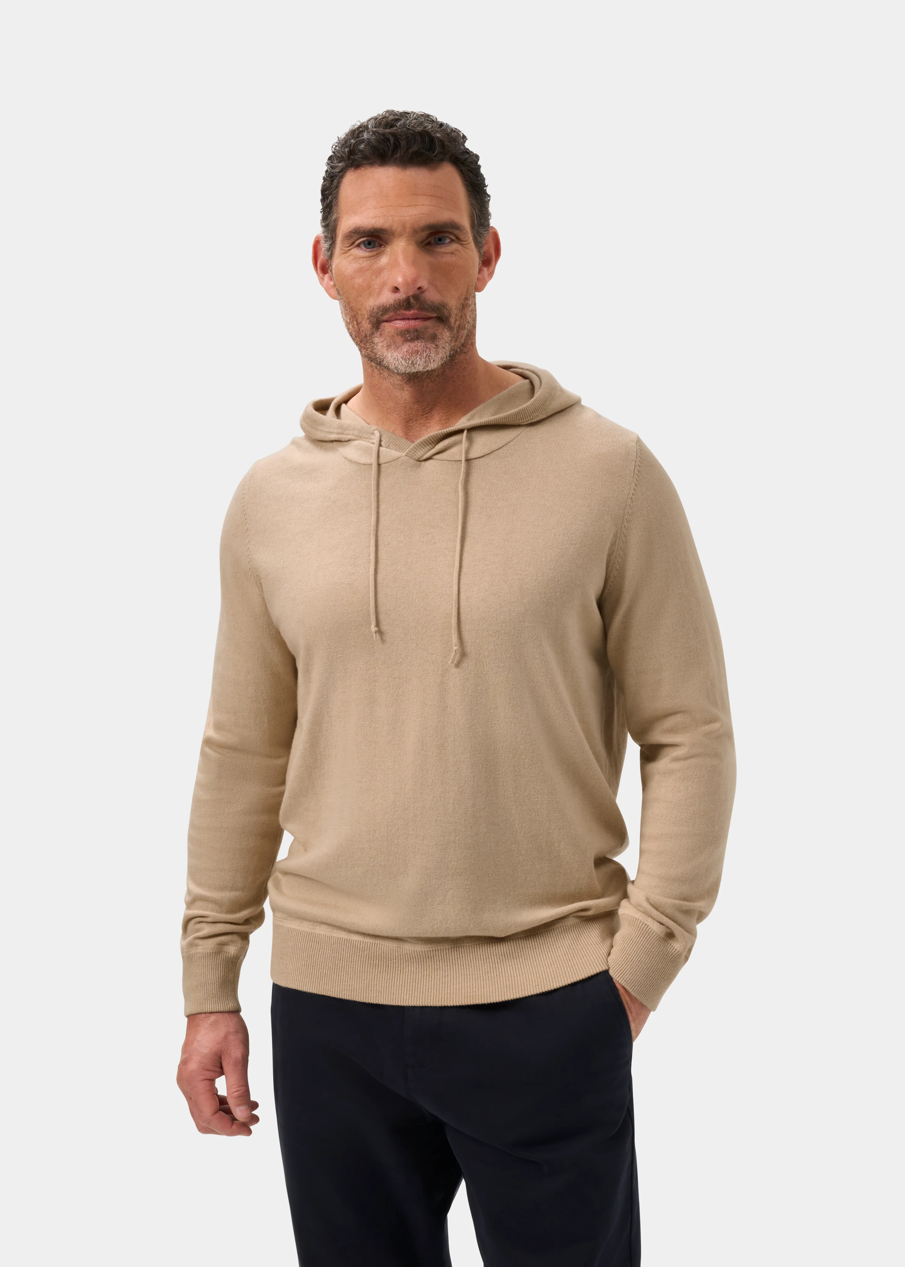 Gaisby Cotton Merino Hoodie in Oatmeal - Image 6