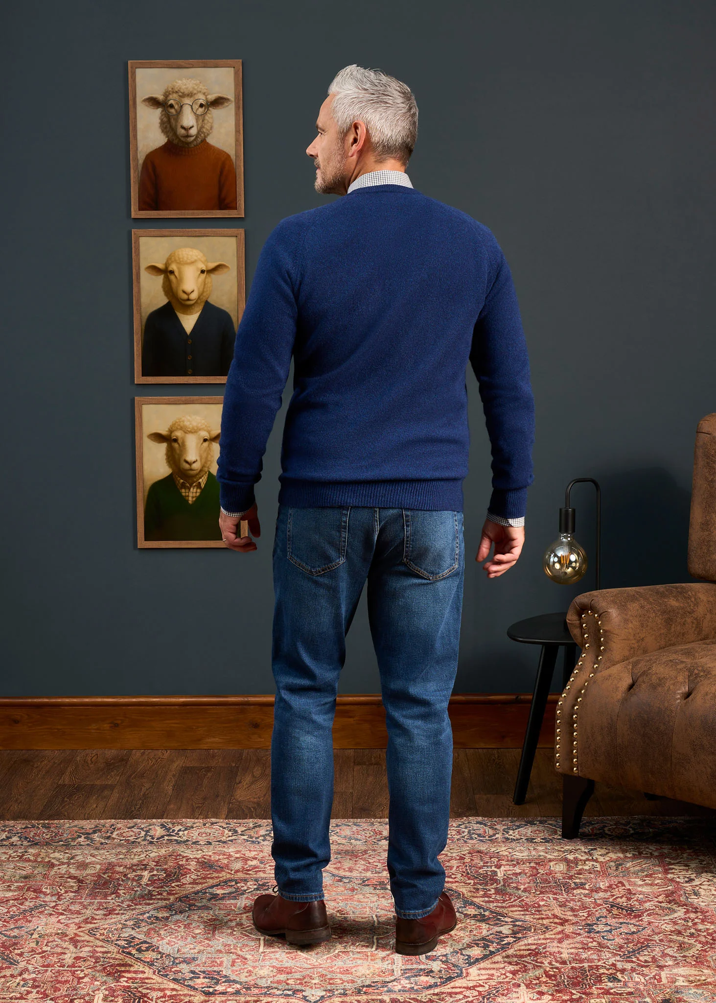 Hampshire Lambswool Jumper in Indigo - Classic Fit - Image 4