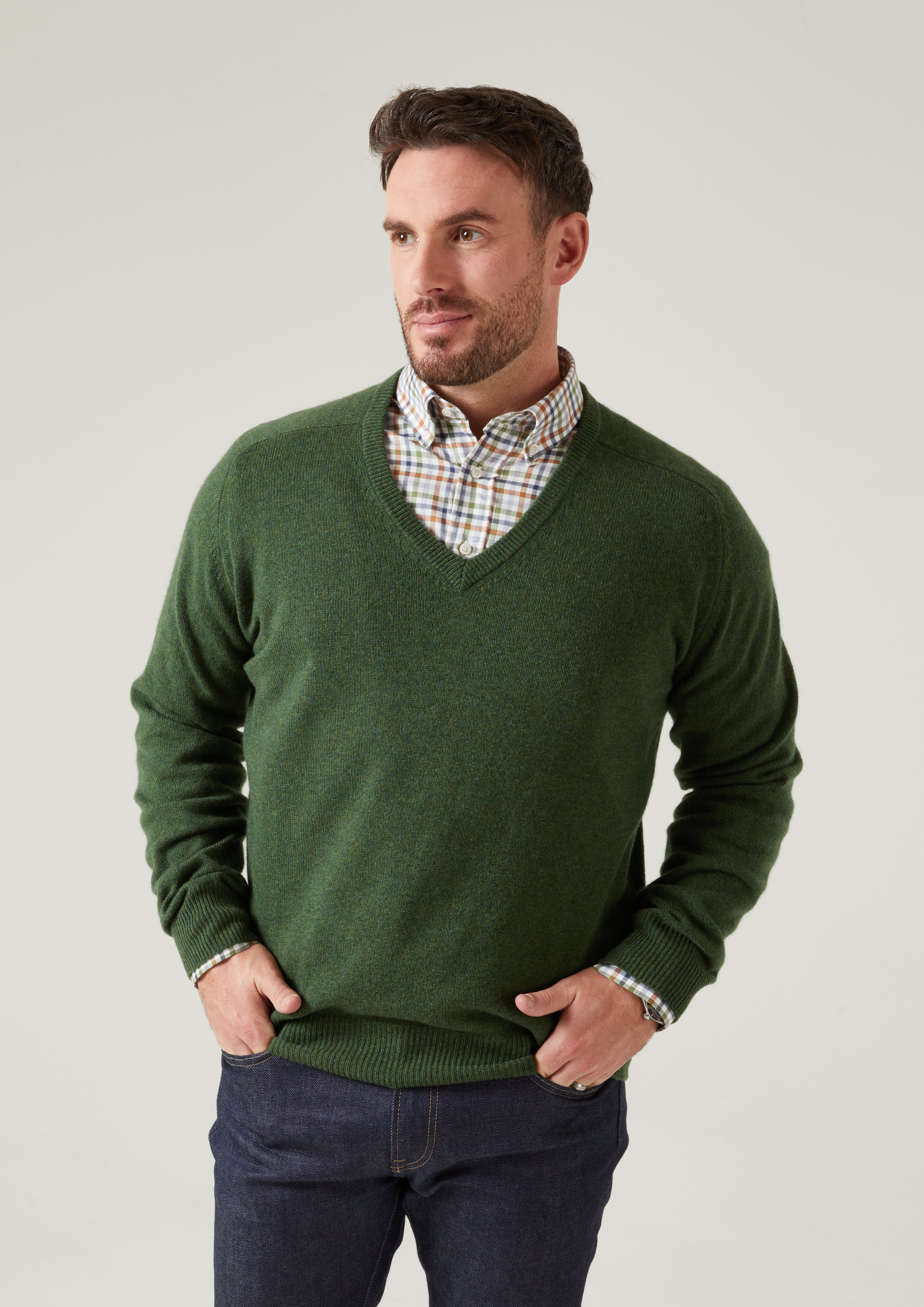 Hampshire Lambswool Jumper in Rosemary - Classic Fit - Image 3