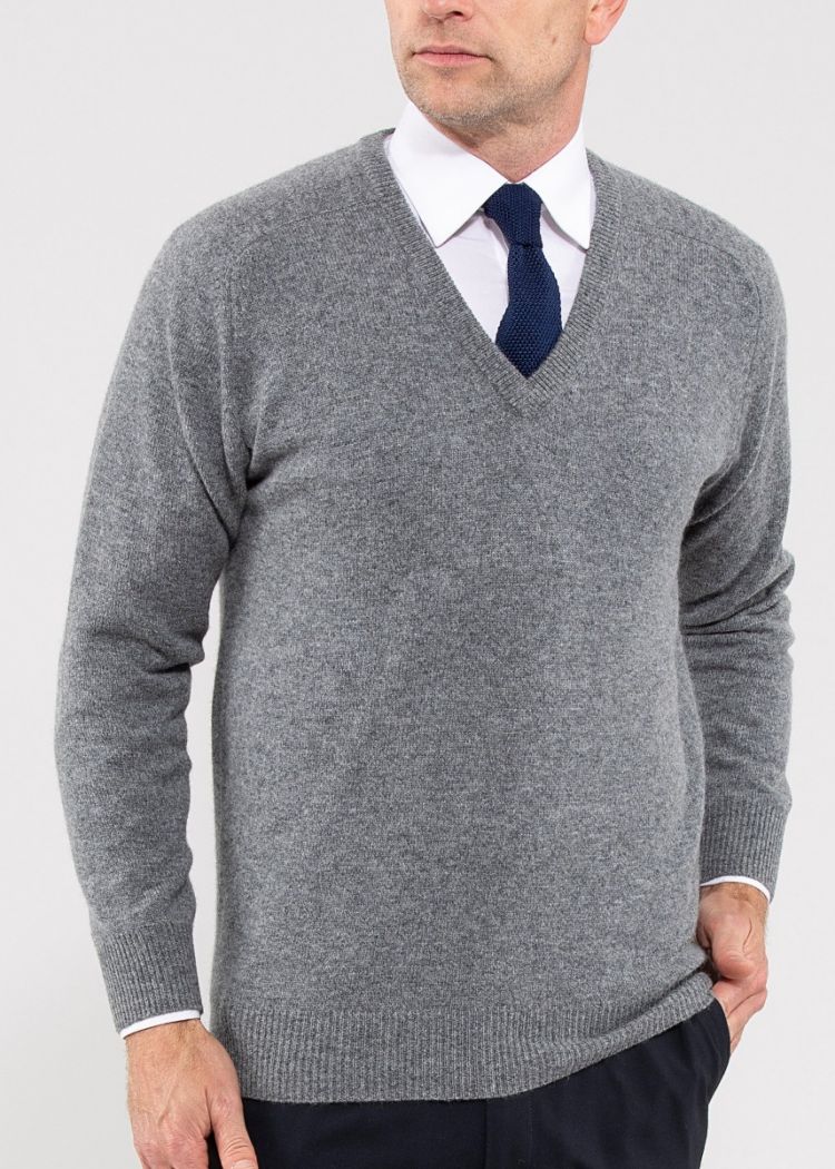 Hampshire Lambswool Jumper in Grey Mix - Classic Fit - Image 3