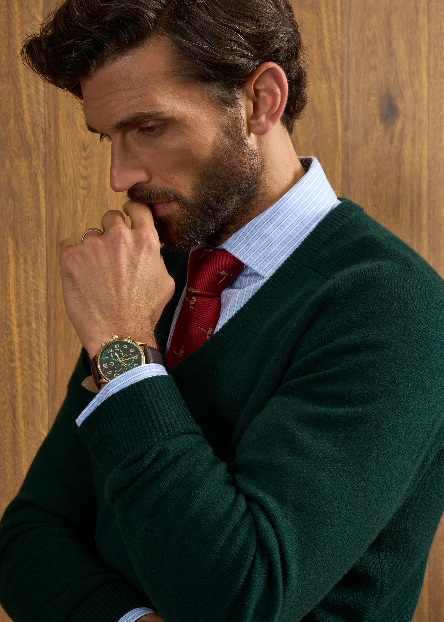 Hampshire Lambswool Jumper in Tartan Green - Classic Fit - Image 5