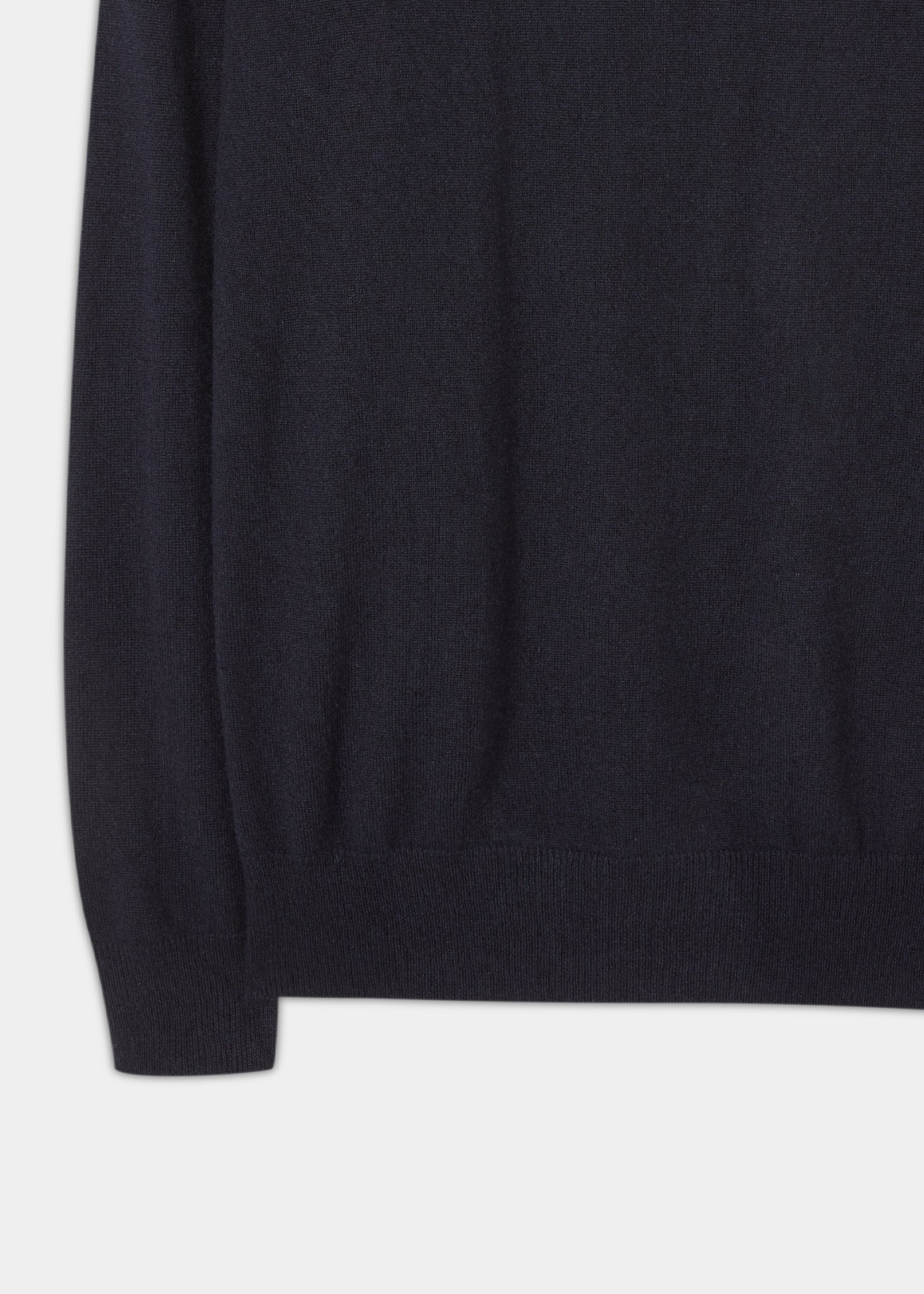 Hanbury Cashmere Zipped Mock Neck Jumper in Dark Navy - Regular Fit - Image 3