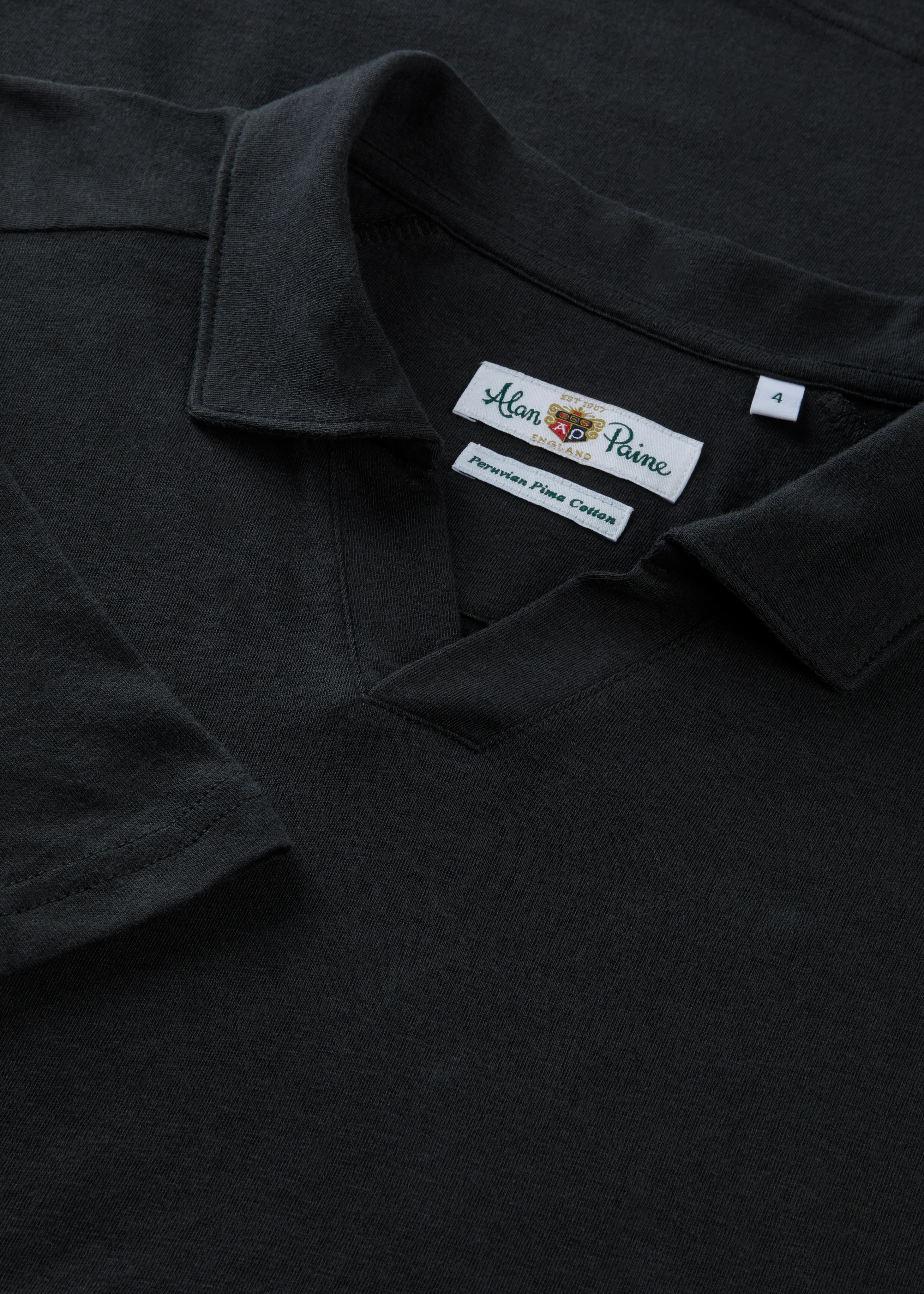 Hayling Men's Open Collar Polo In Black - Image 3