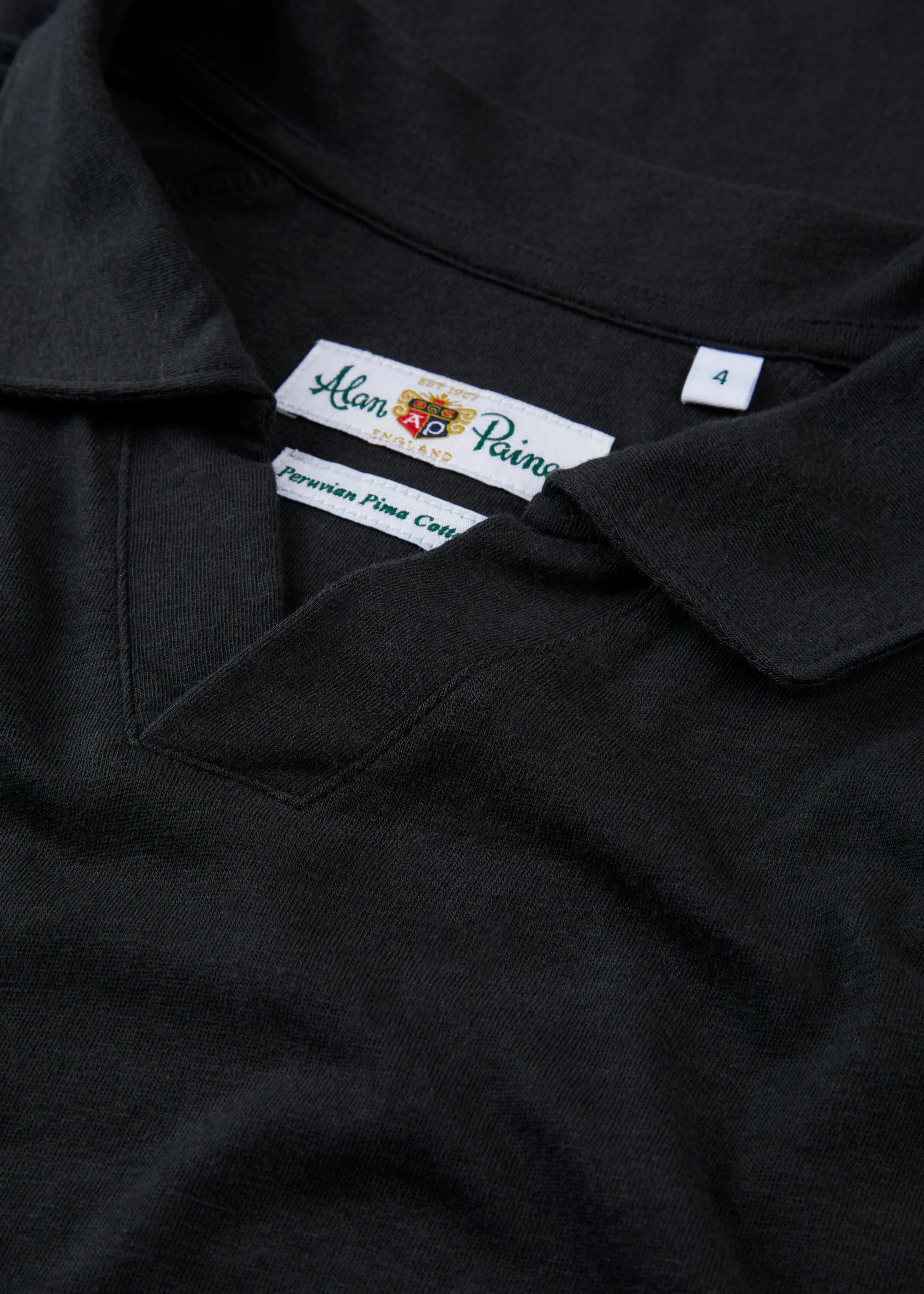 Hayling Men's Open Collar Polo In Black - Image 4