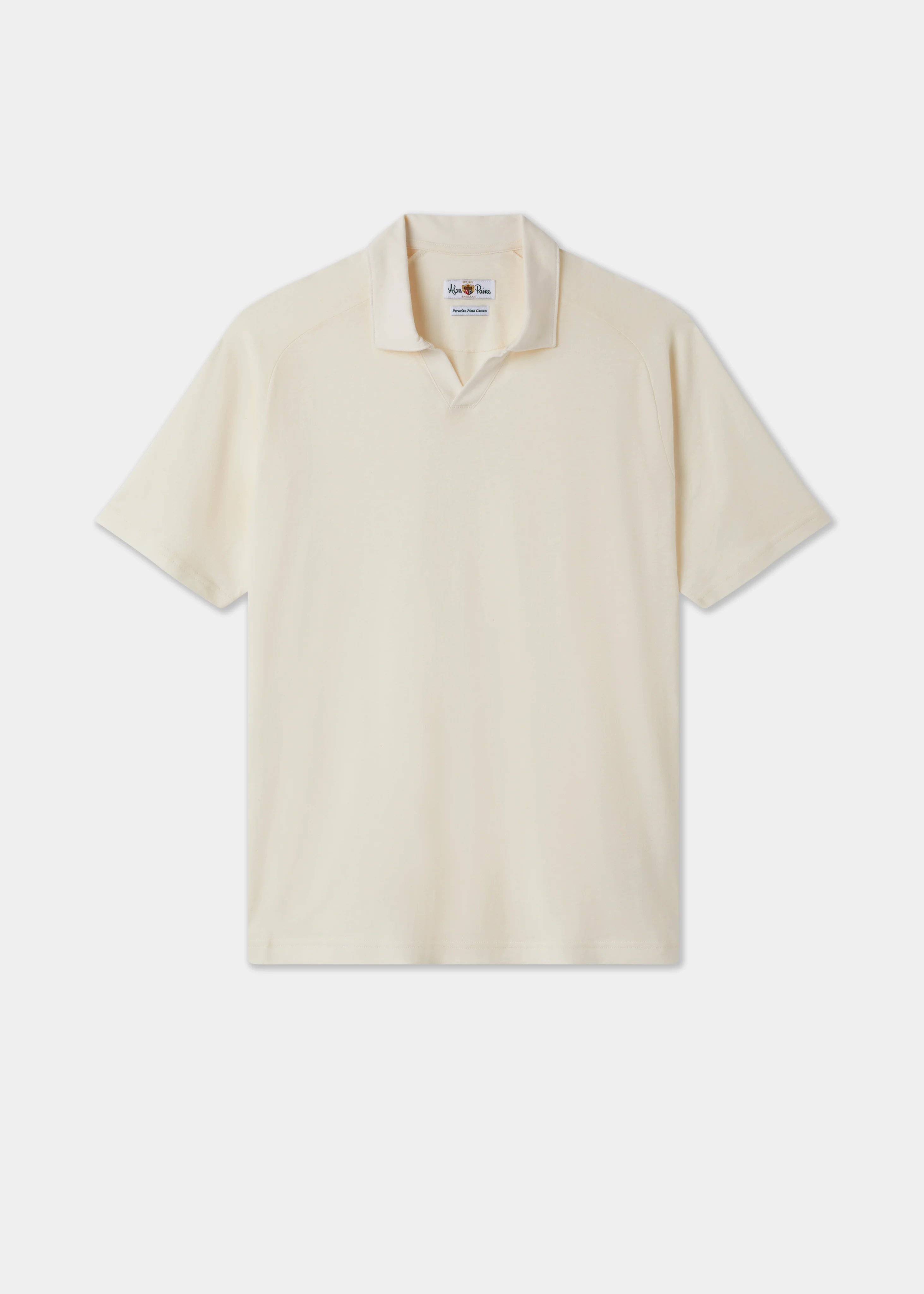 Hayling Men's Open Collar Polo In Ecru