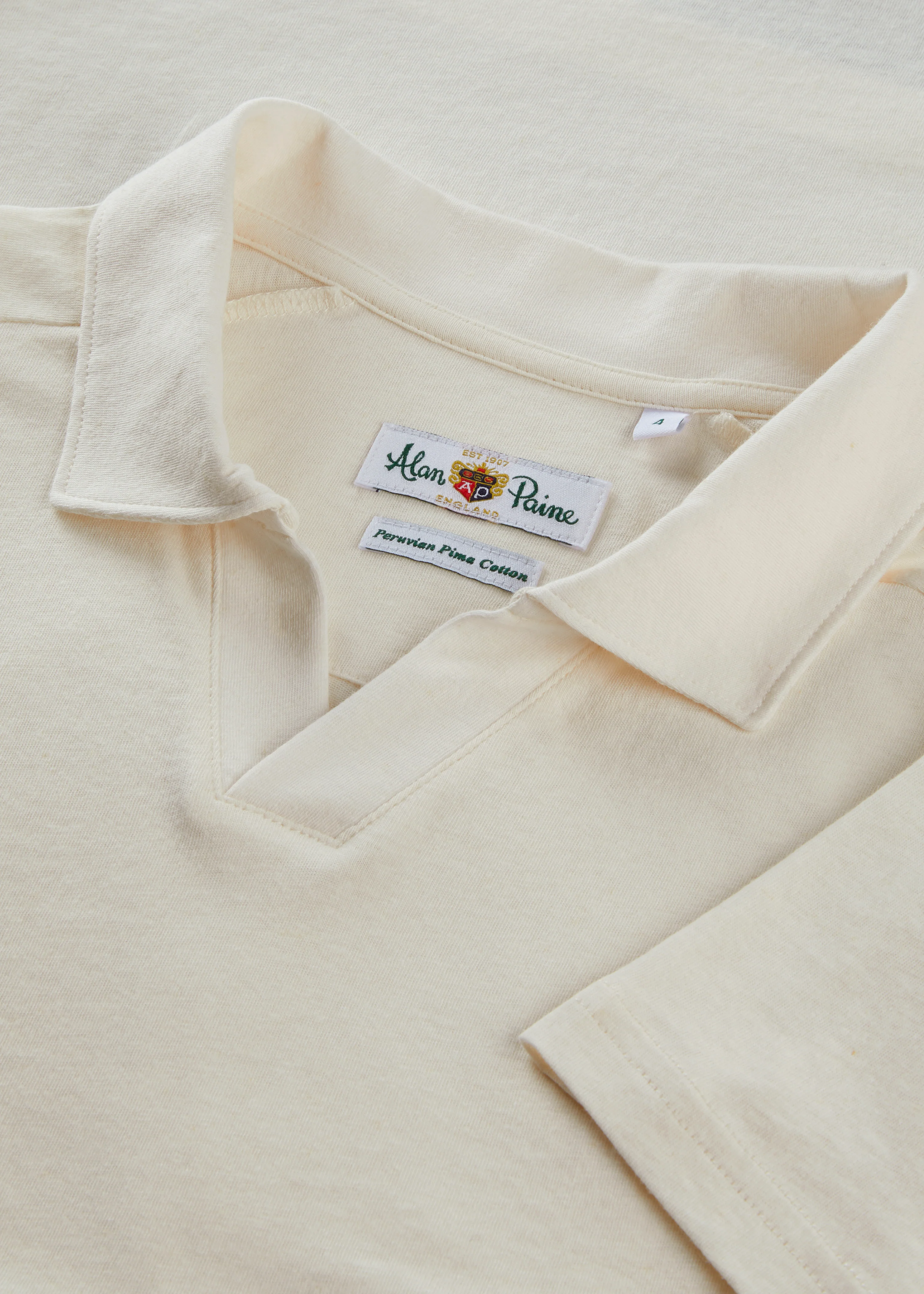 Hayling Men's Open Collar Polo In Ecru - Image 3
