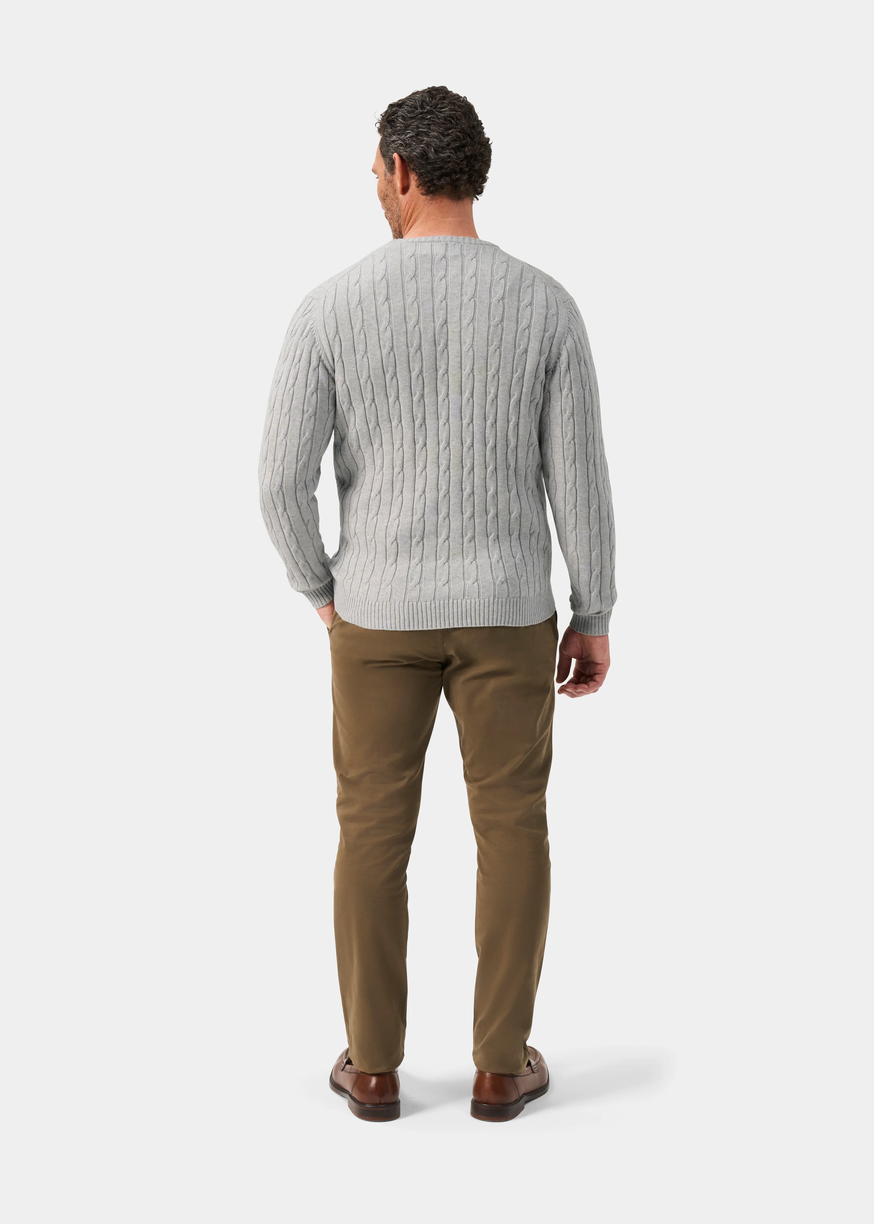 Honley Cotton Cashmere Cable Knit Jumper In Dove - Image 6