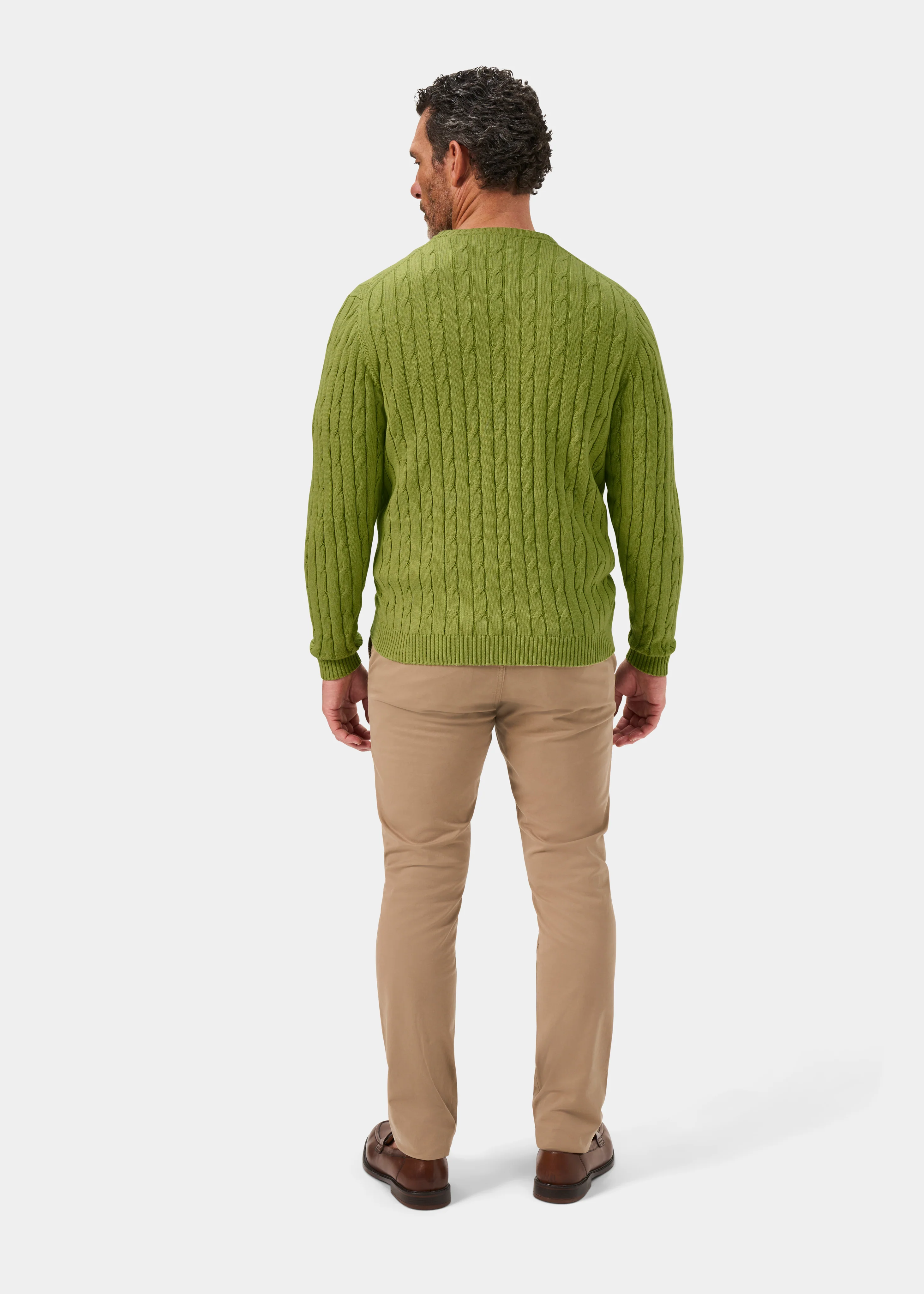 Honley Cotton Cashmere Cable Knit Jumper In Lichen - Image 6