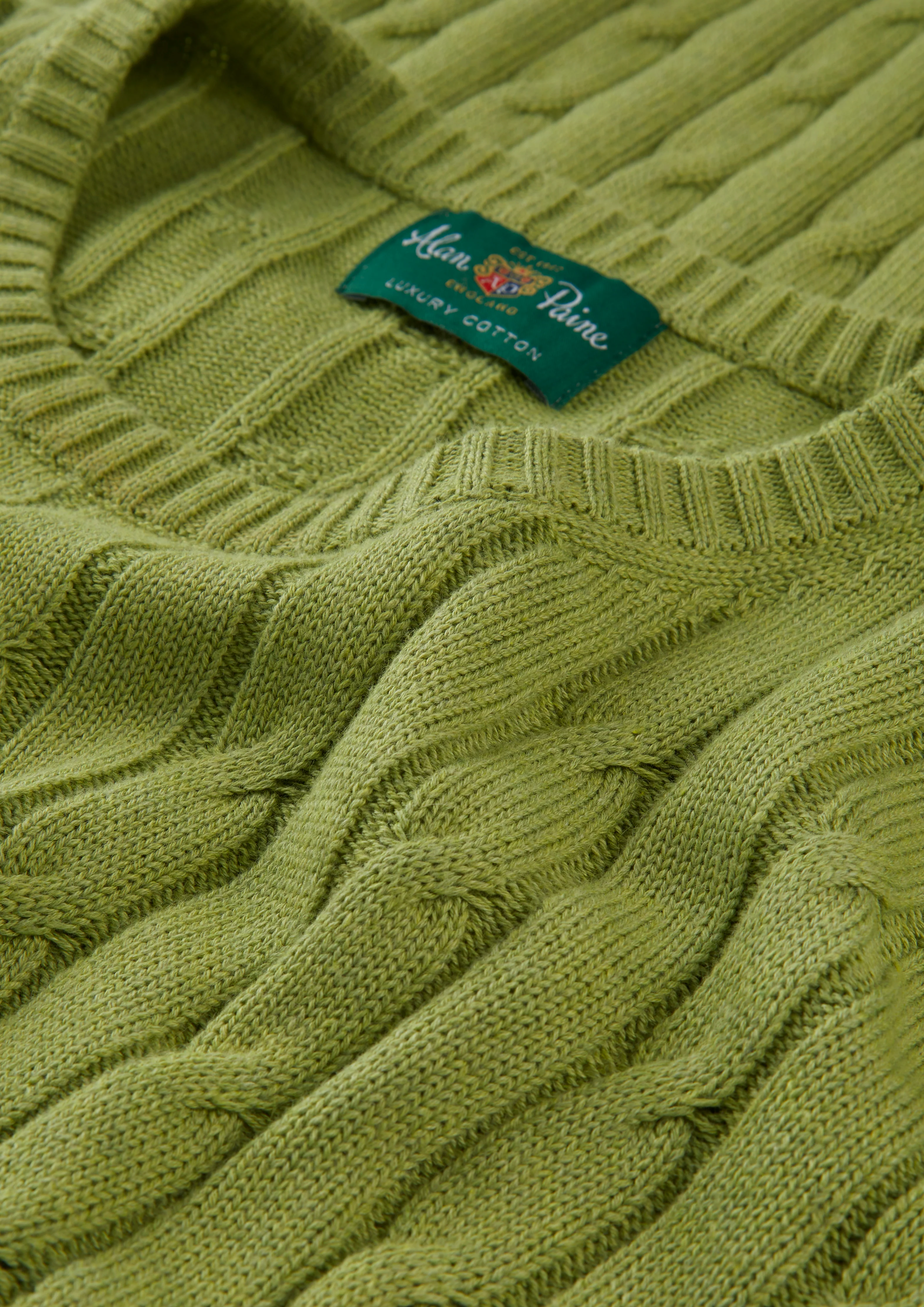 Honley Cotton Cashmere Cable Knit Jumper In Lichen - Image 7