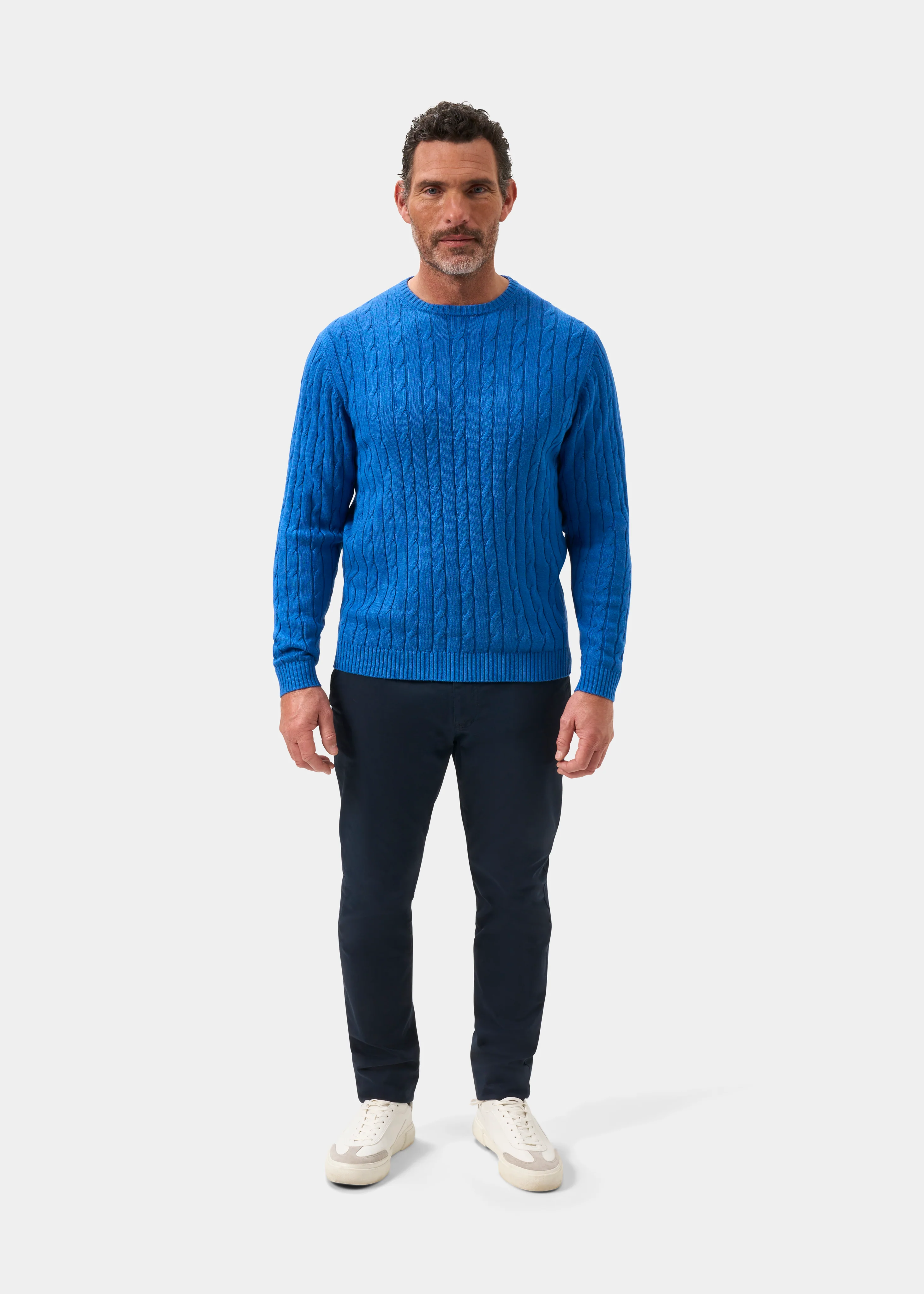 Honley Cotton Cashmere Cable Knit Jumper In Regatta - Image 4