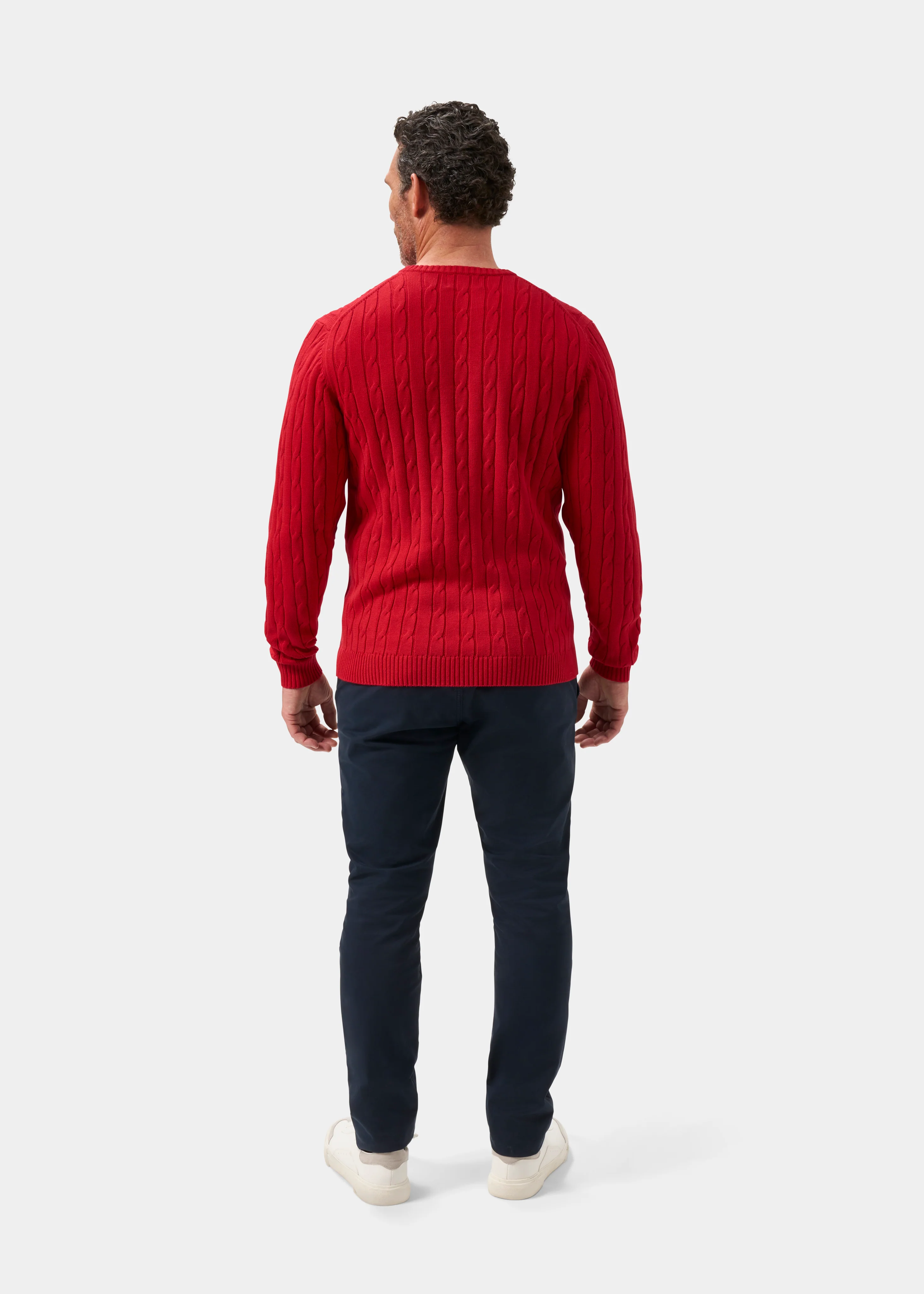 Honley Cotton Cashmere Cable Knit Jumper In Rosso - Image 7