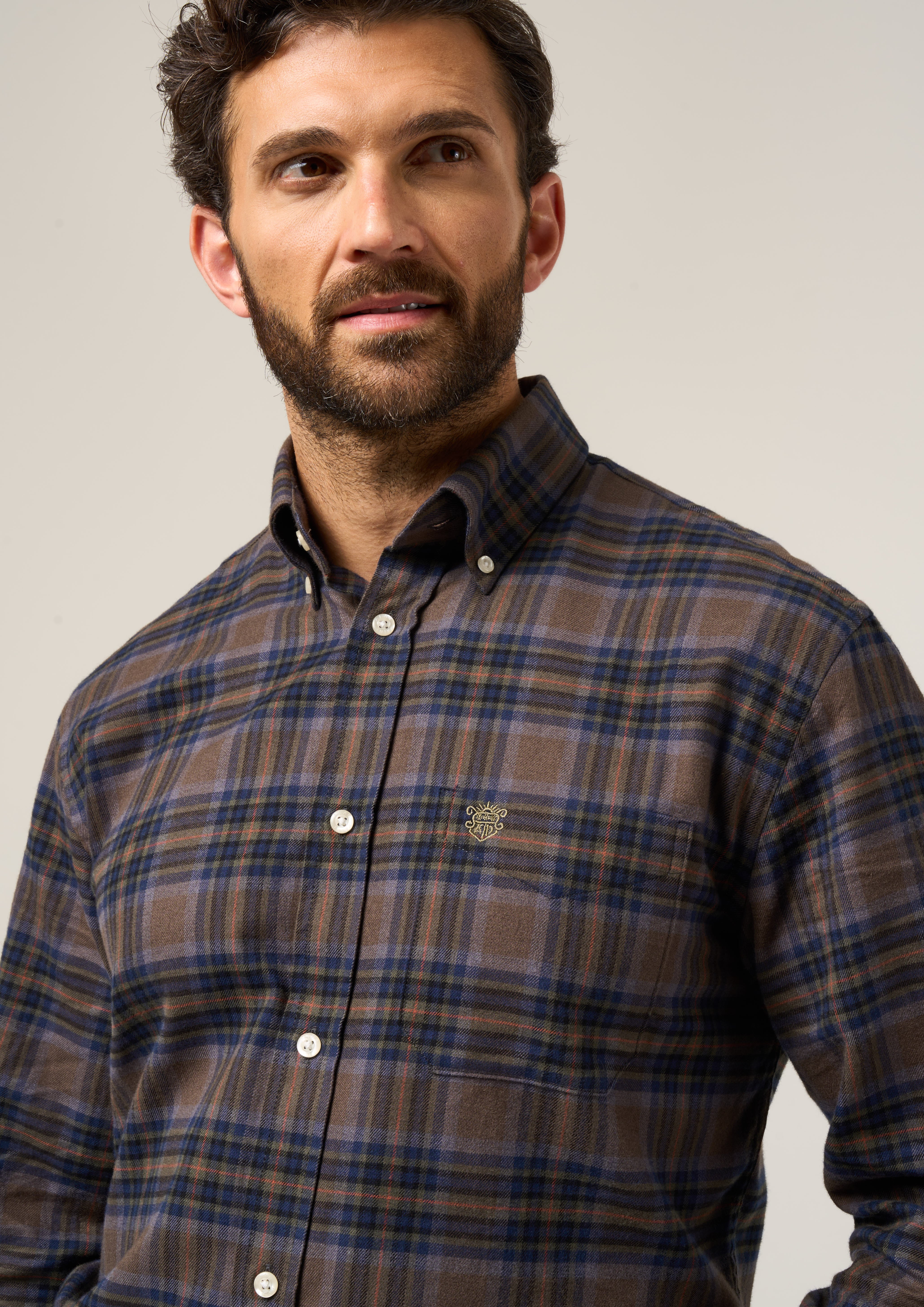 Ilkley Flannel Green Check Shirt - Shooting Fit - Image 3