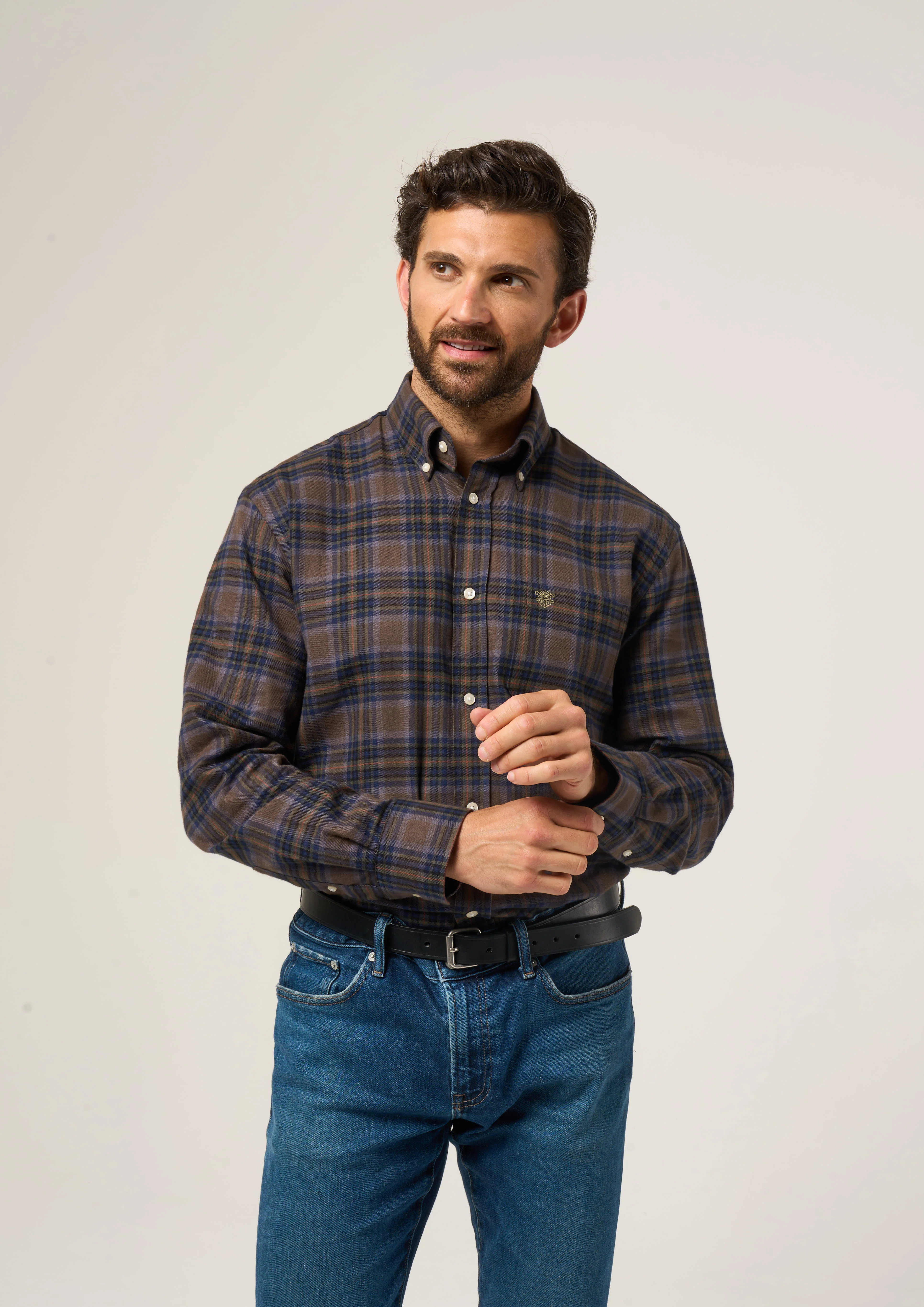 Ilkley Flannel Green Check Shirt - Shooting Fit - Image 5