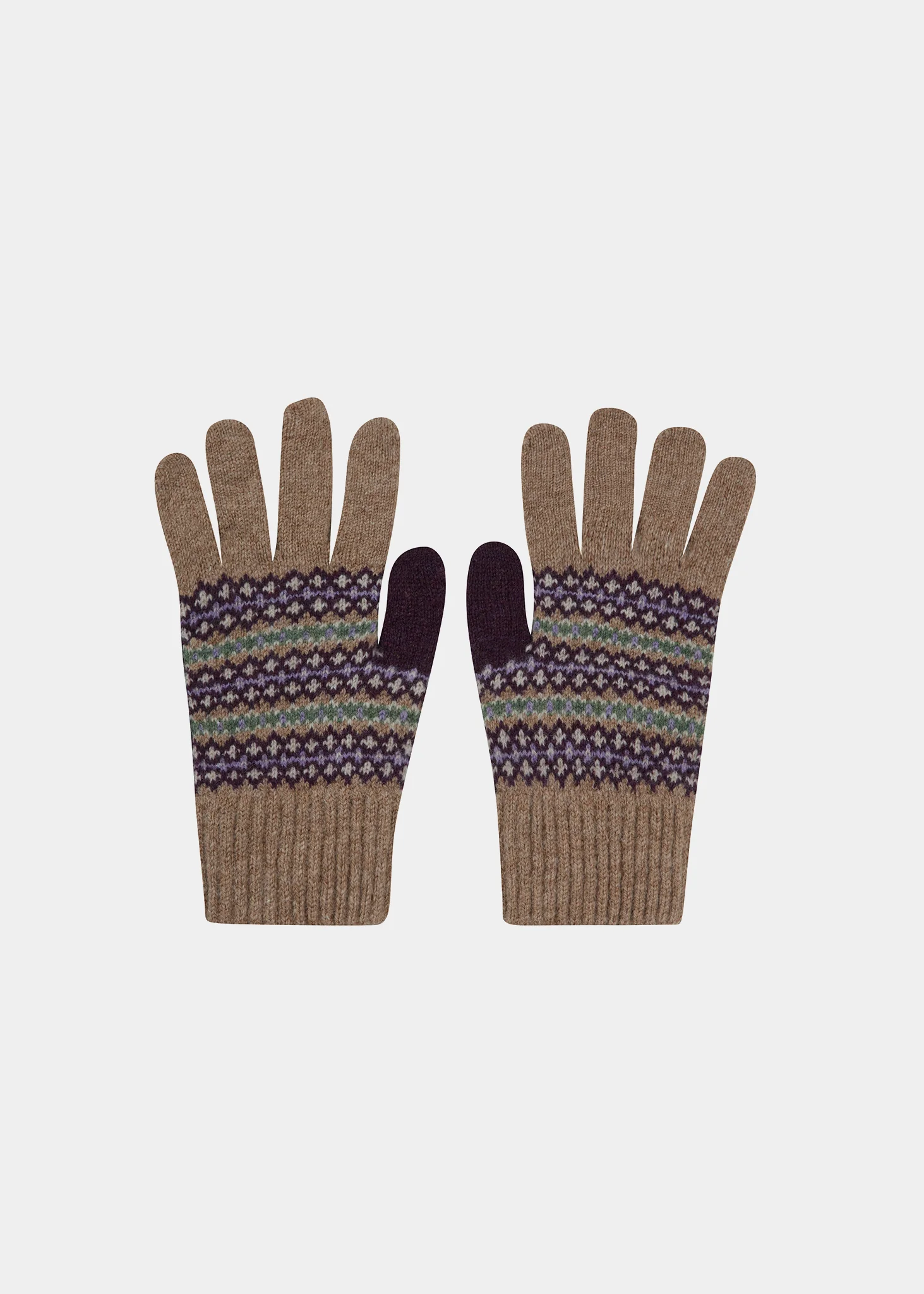 Imogen Ladies Knitted Wool Beret, Gloves and Scarf Set In Pecan - Image 3