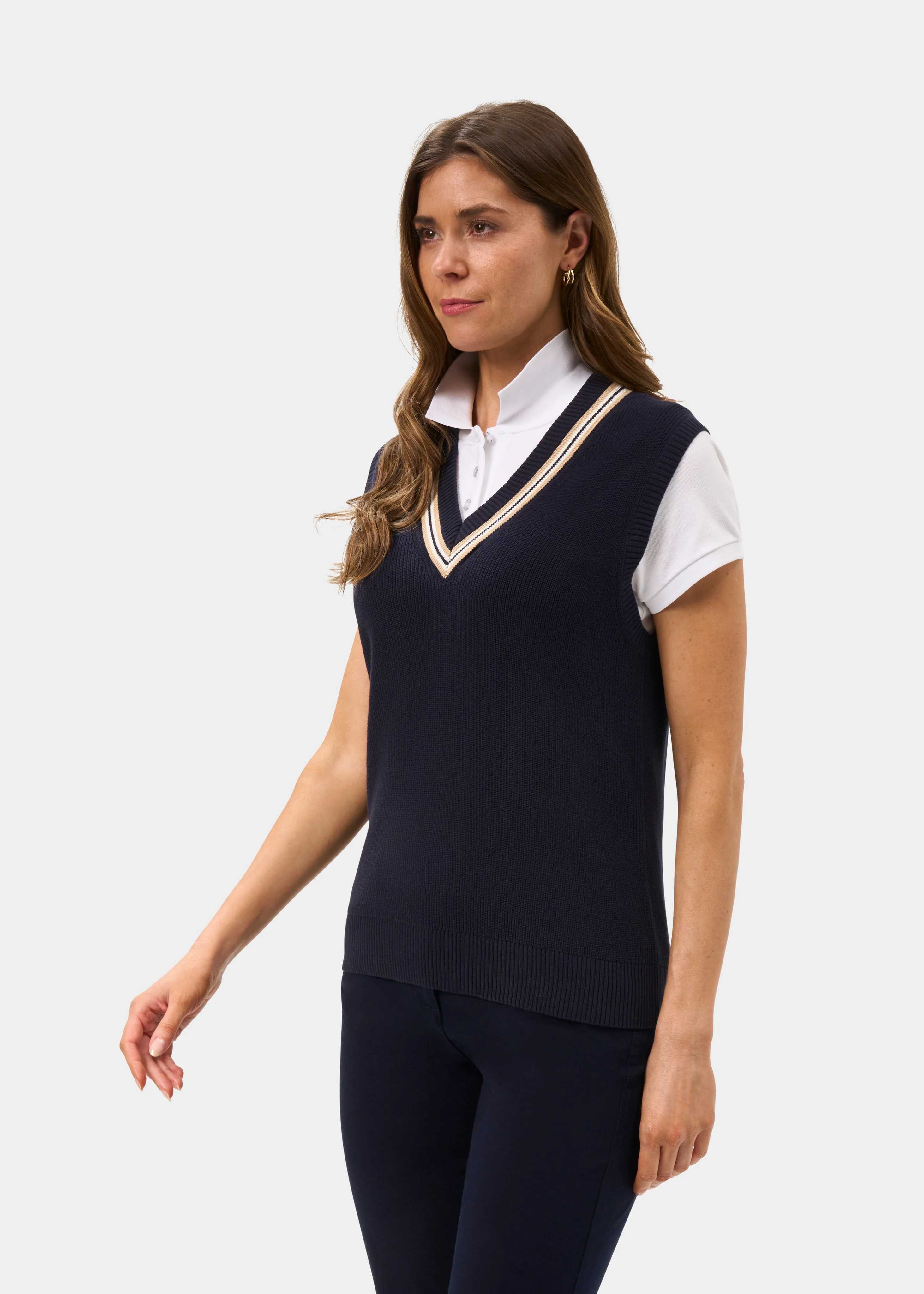 Ladies Cotton Cricket Slipover In Dark Navy - Image 6