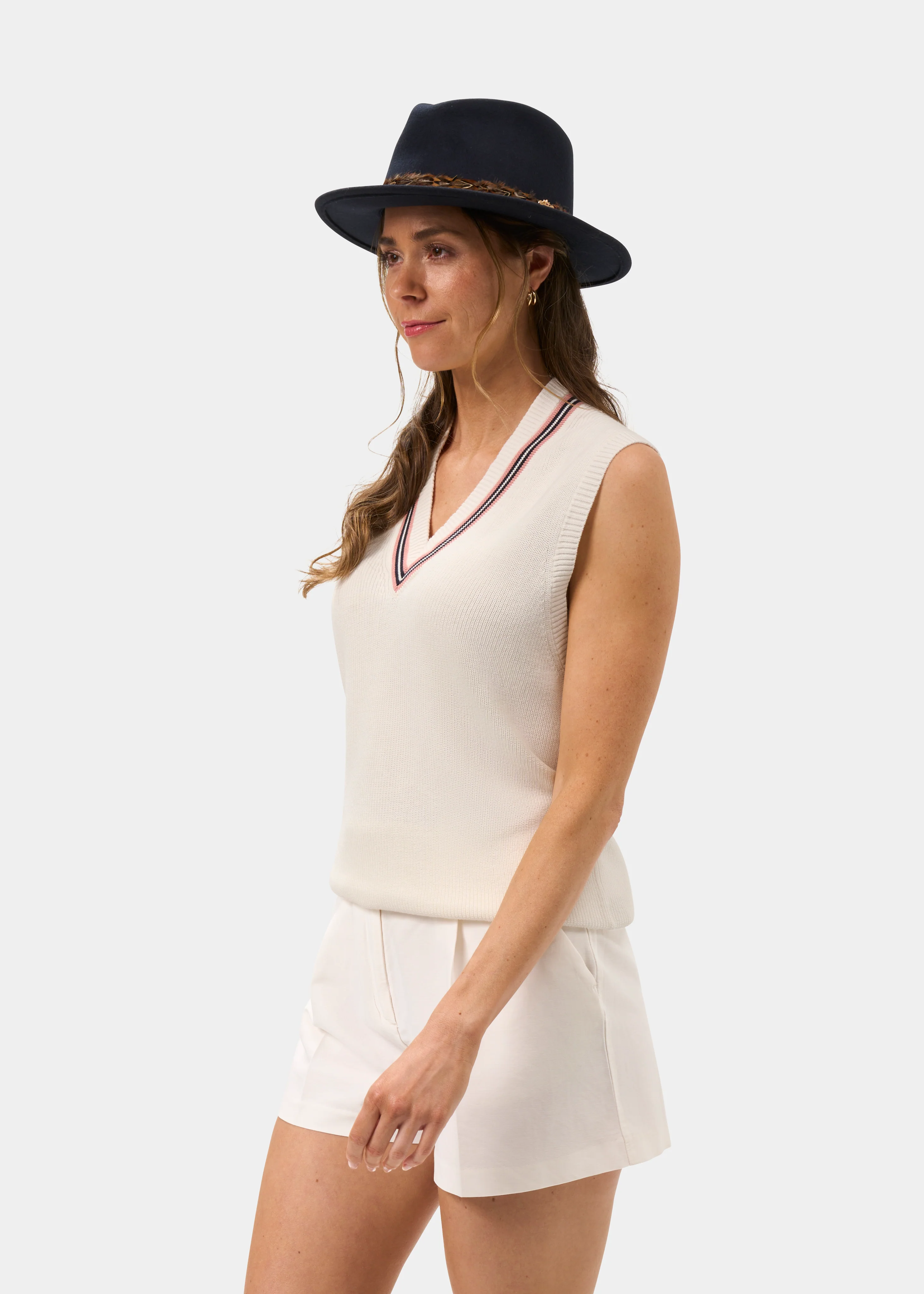 Ladies Cotton Cricket Slipover In Ecru - Image 6