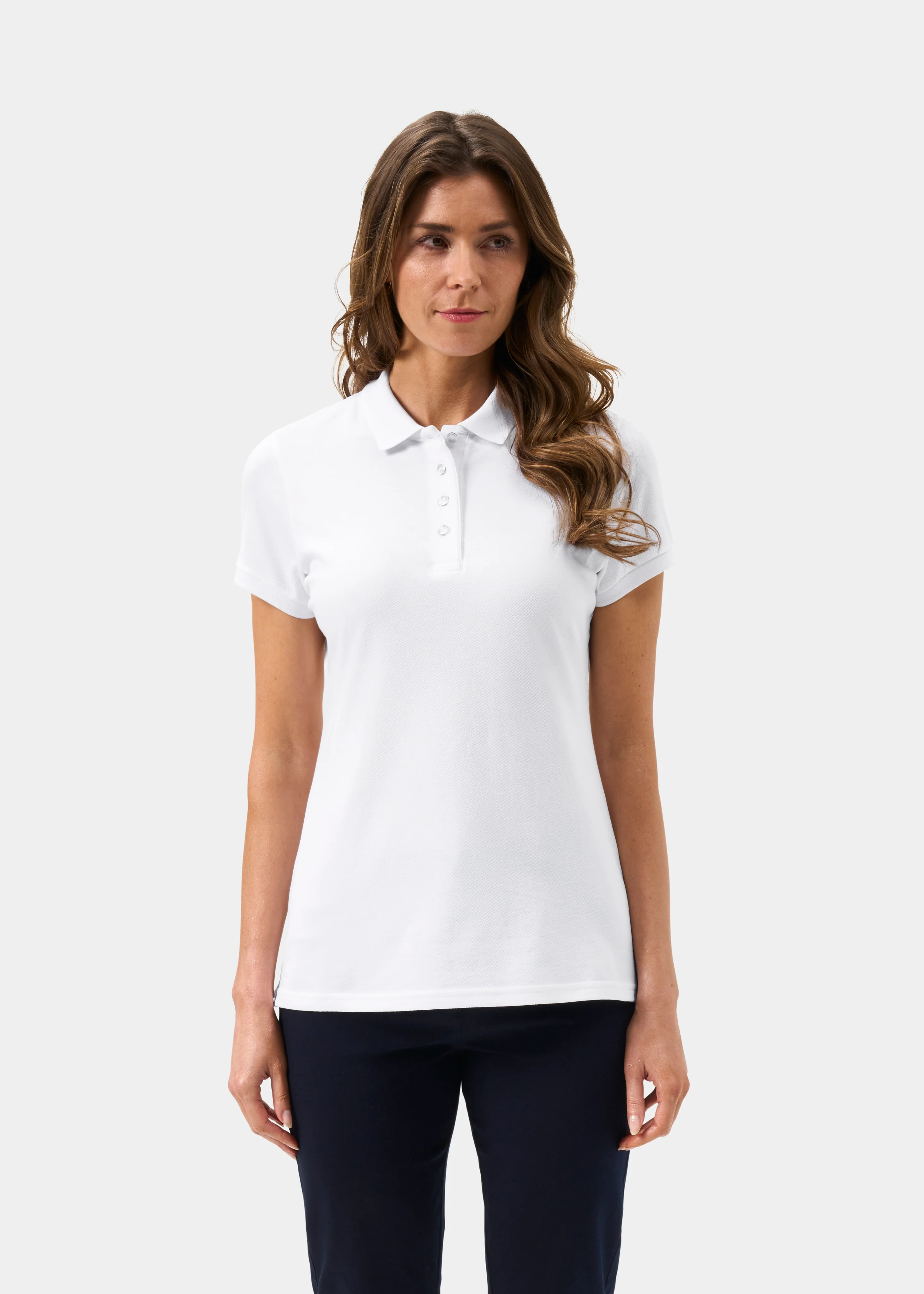 Ladies Pique Polo Shirt In White - Image 5