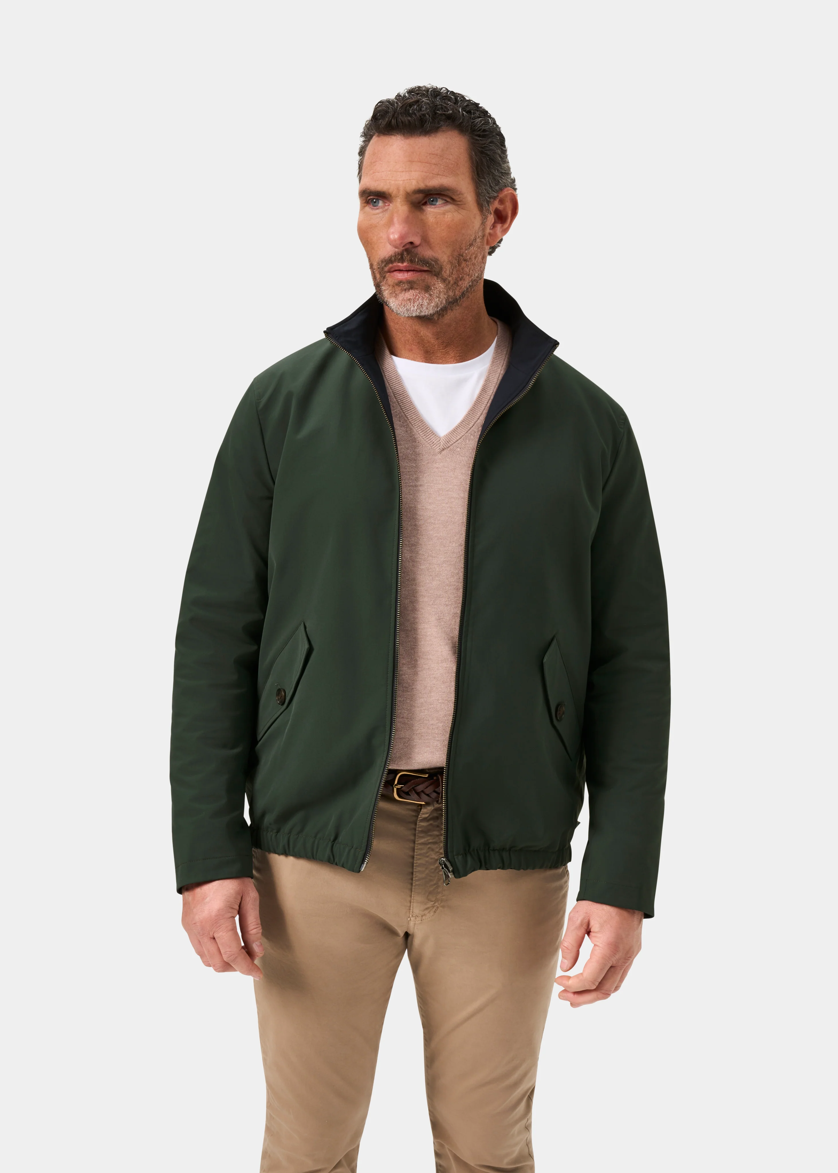 Lakeward Men's Reversible Bomber Jacket In Green and Navy - Image 2
