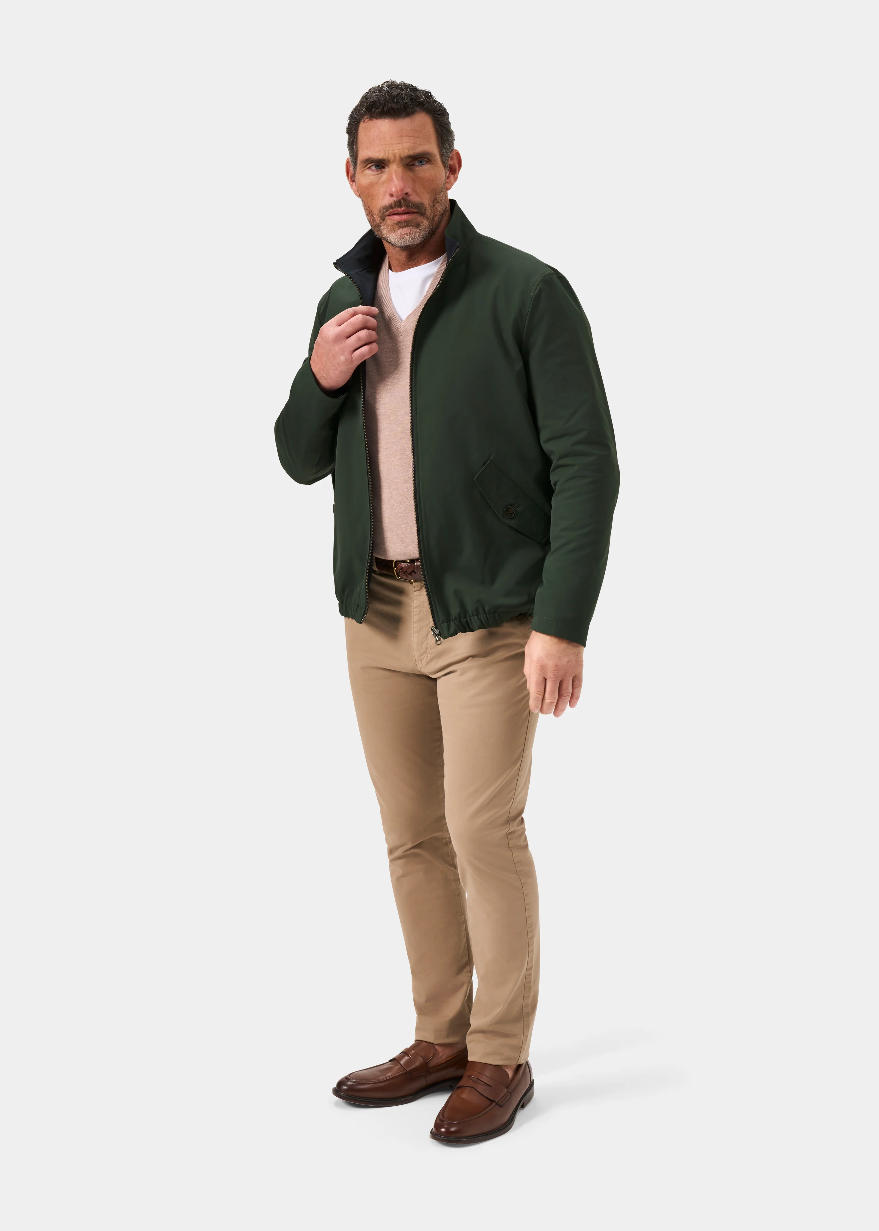 Lakeward Men's Reversible Bomber Jacket In Green and Navy - Image 6