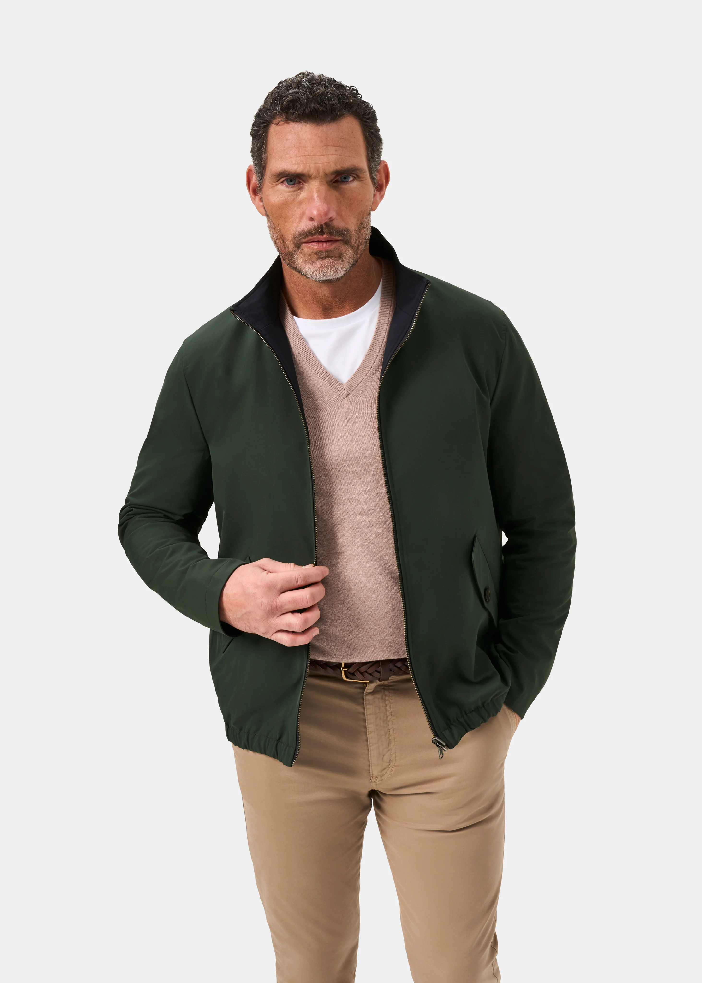 Lakeward Men's Reversible Bomber Jacket In Green and Navy - Image 7