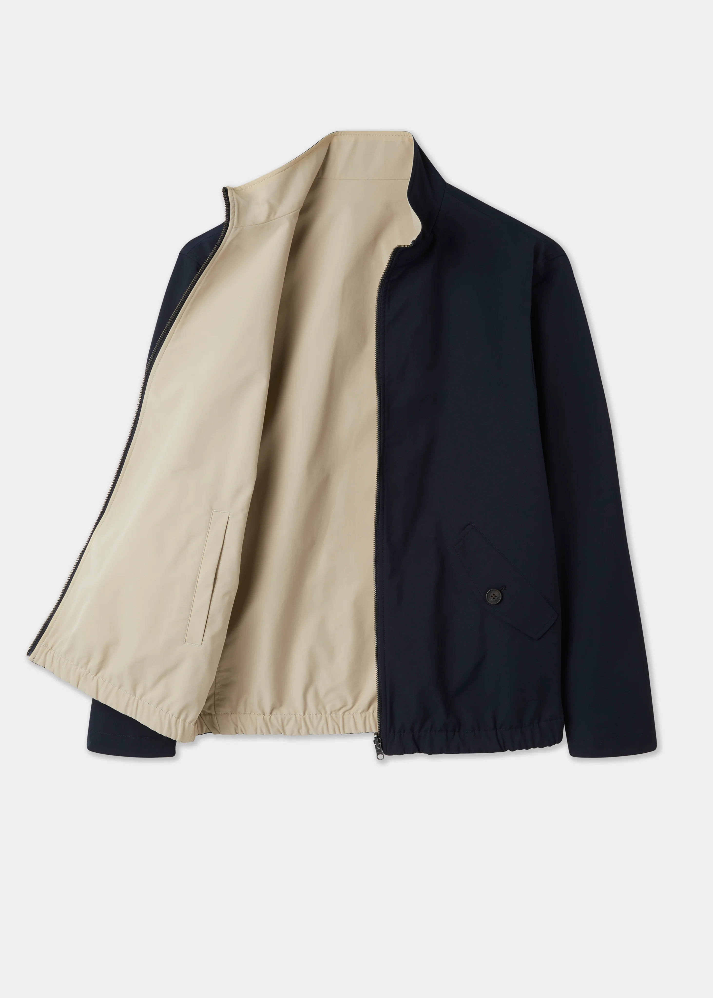 Lakeward Men's Reversible Bomber Jacket In Navy and Beige - Image 2