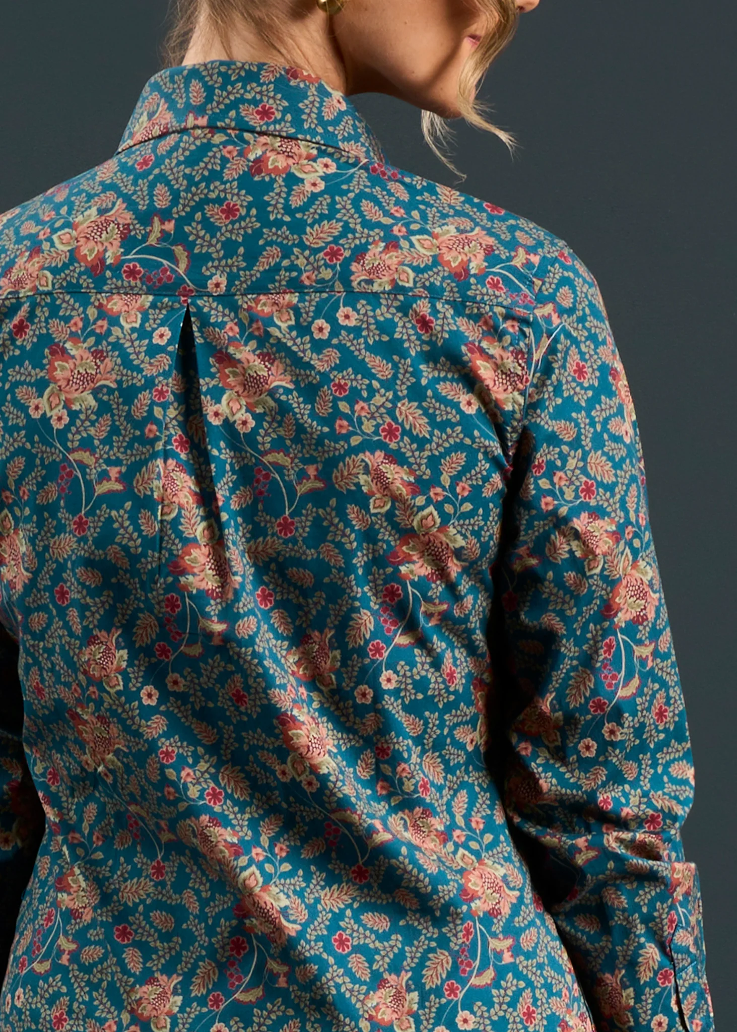 Lawen Ladies Printed Cotton Shirt - Blue Floral Design - Image 5