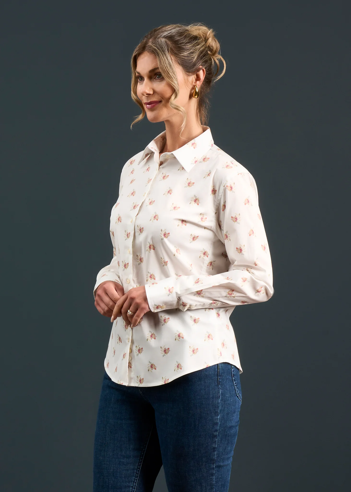 Lawen Ladies Printed Cotton Shirt - Floral Print - Image 3