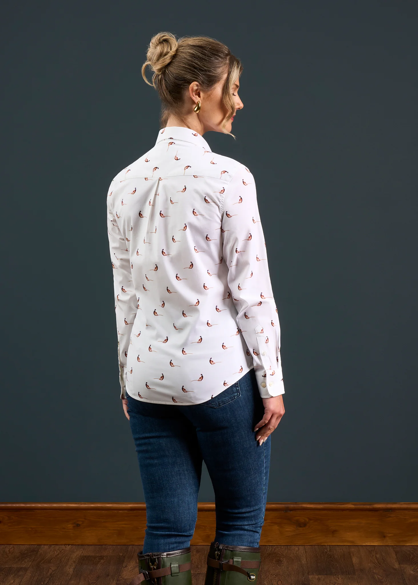 Lawen Ladies Printed Cotton Shirt - Pheasant Design - Image 6