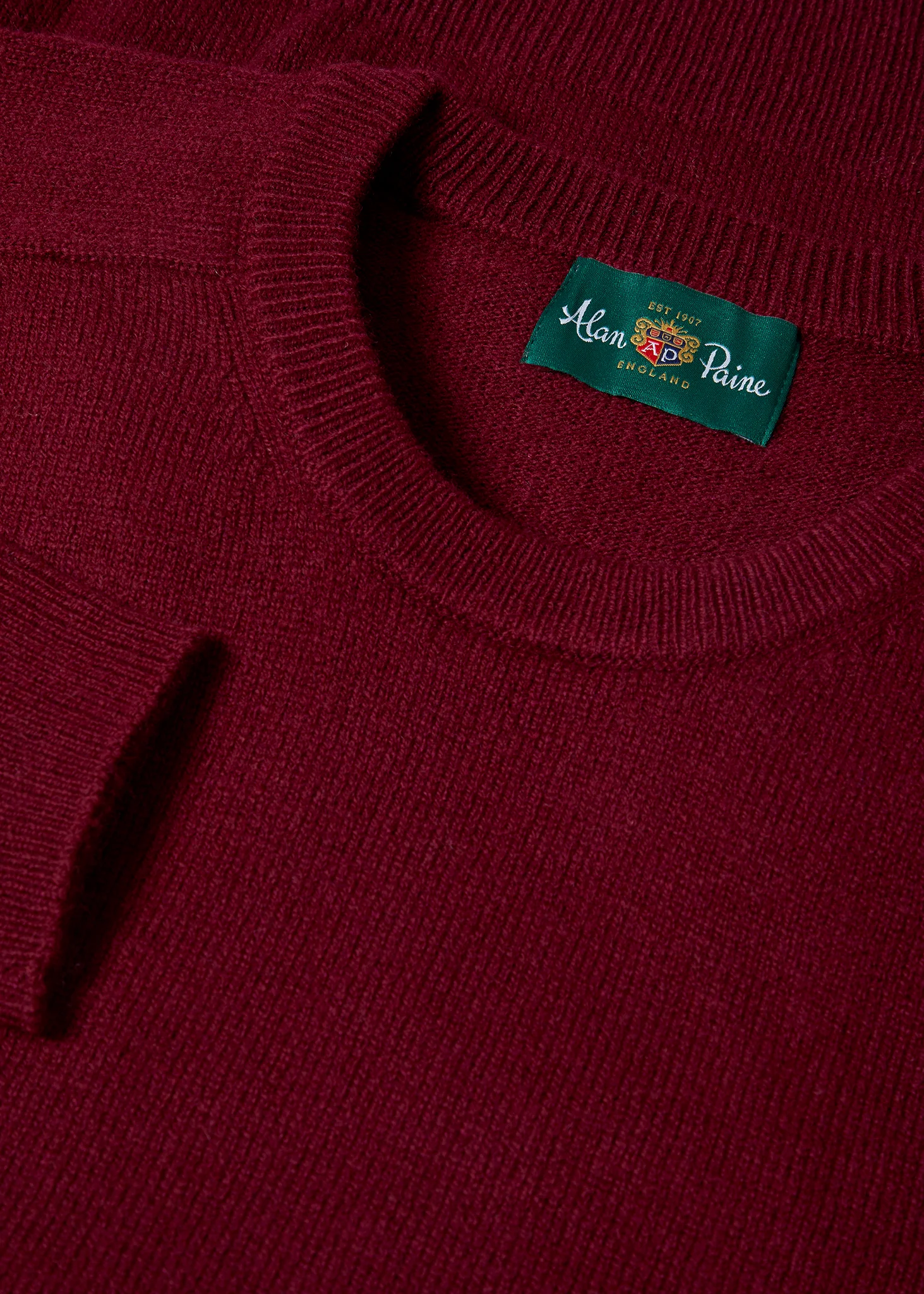 Lenzie Men's Lambswool Jumper In Bordeaux - Regular Fit - Image 2