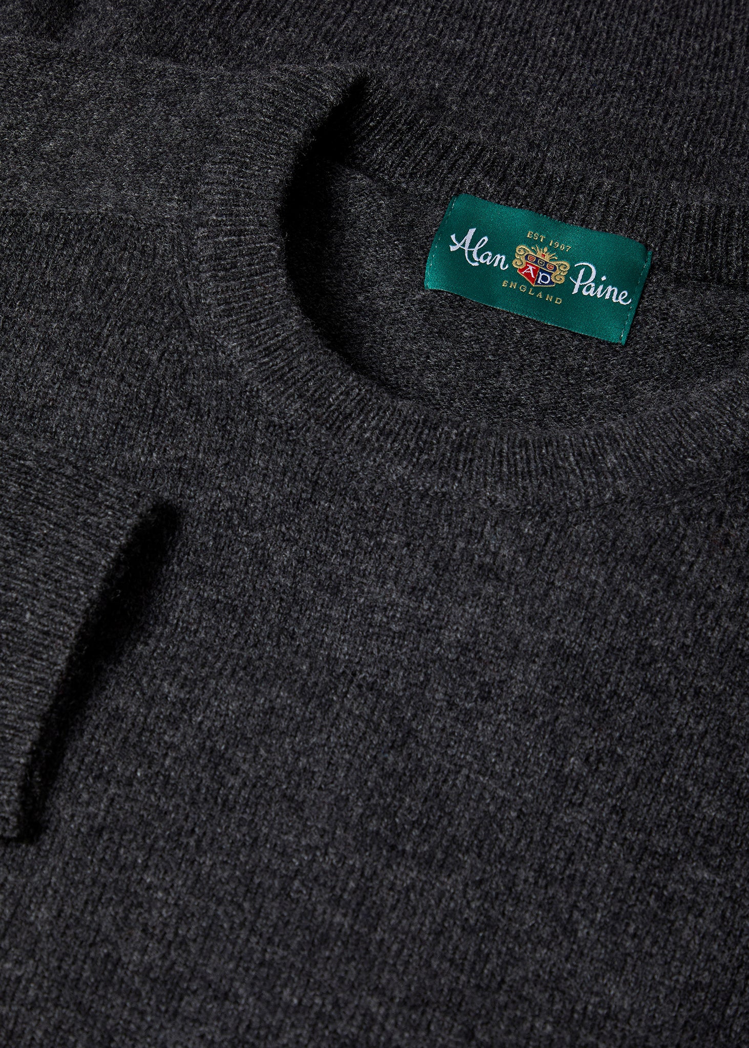Lenzie Men's  Lambswool Jumper In Charcoal - Regular Fit - Image 2
