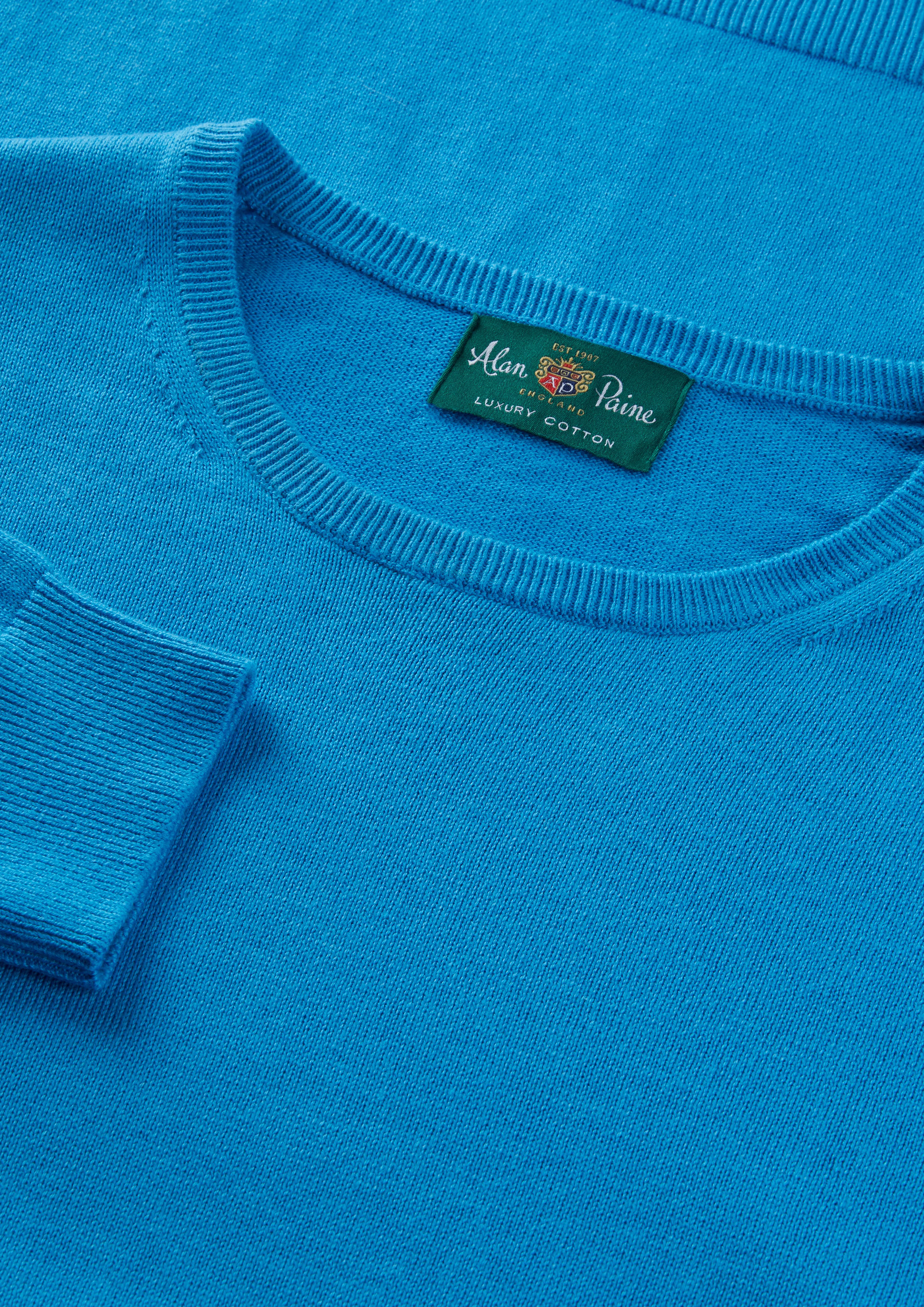 Leysmill Cotton Cashmere Jumper In Blue Lagoon - Image 7