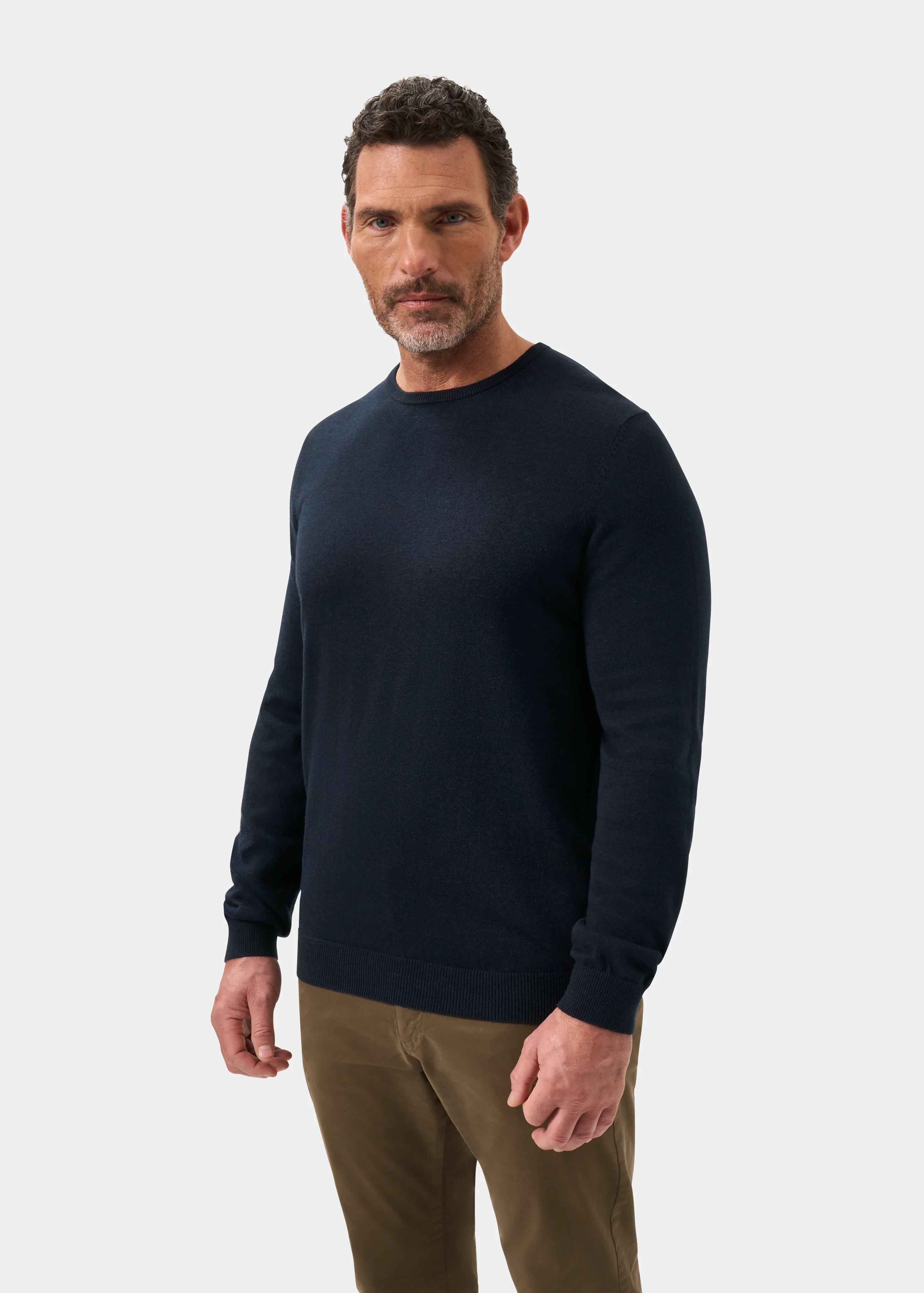 Leysmill Cotton Cashmere Jumper In Dark Navy - Image 6