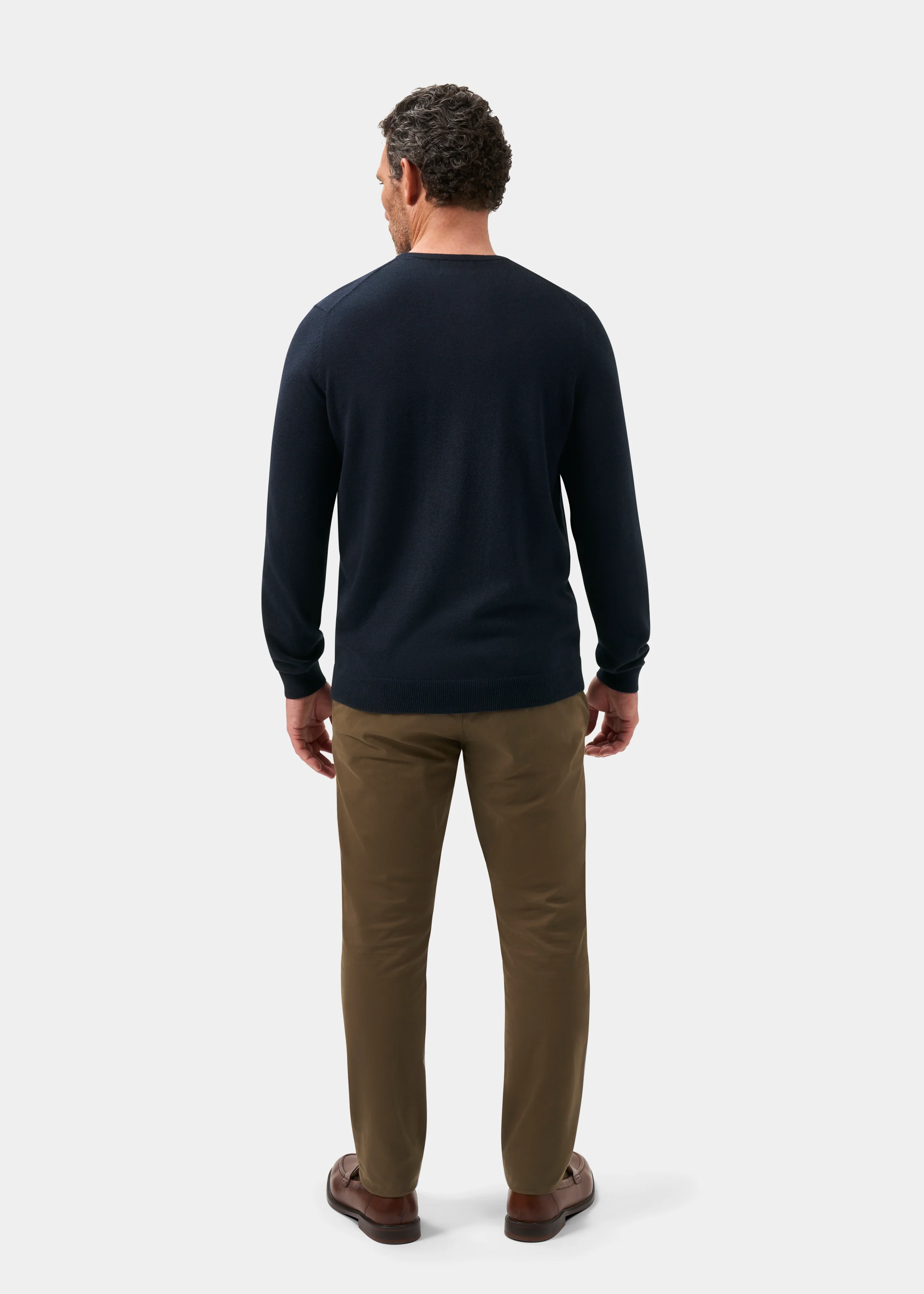 Leysmill Cotton Cashmere Jumper In Dark Navy - Image 7