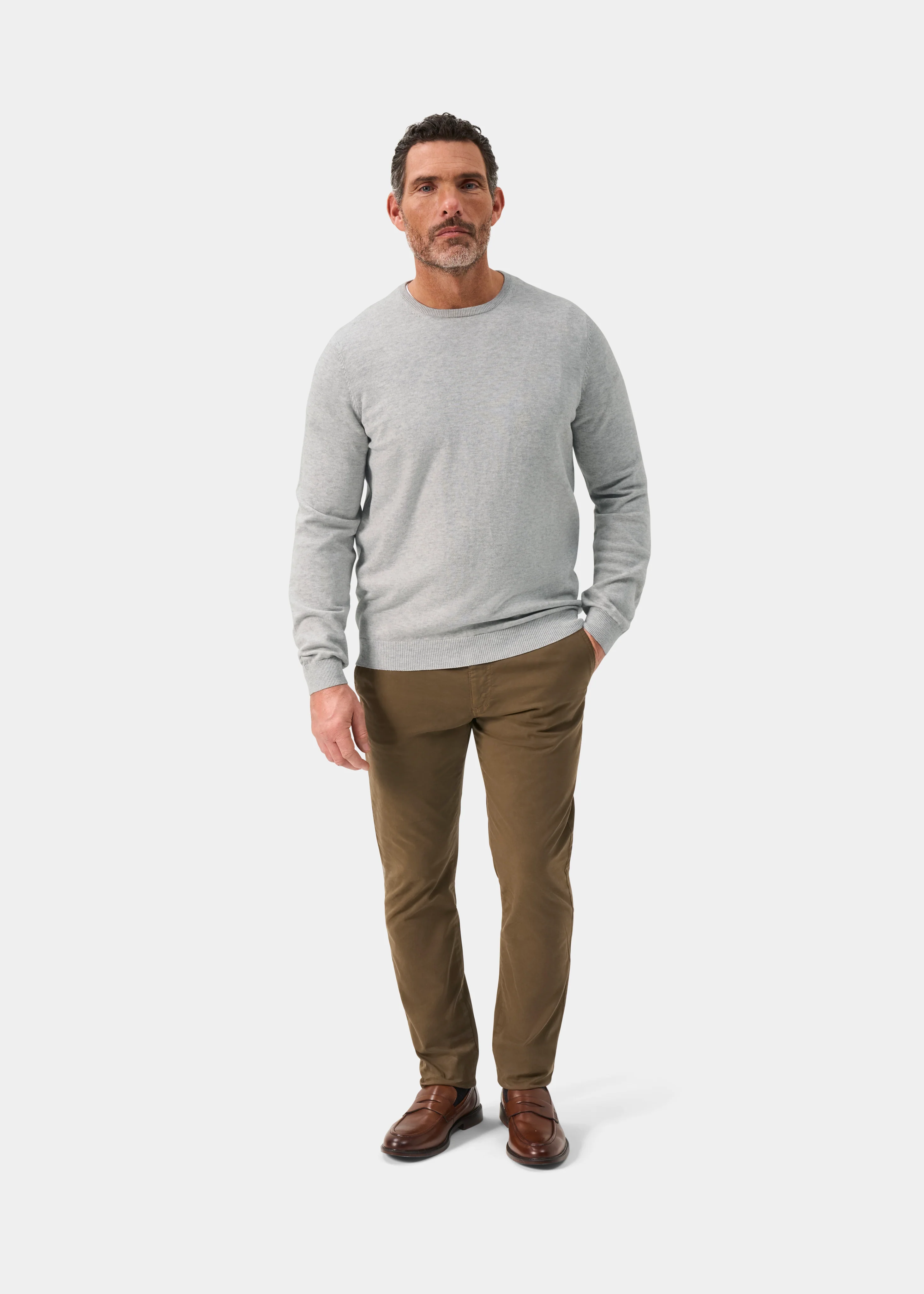 Leysmill Cotton Cashmere Jumper In Dove - Image 3