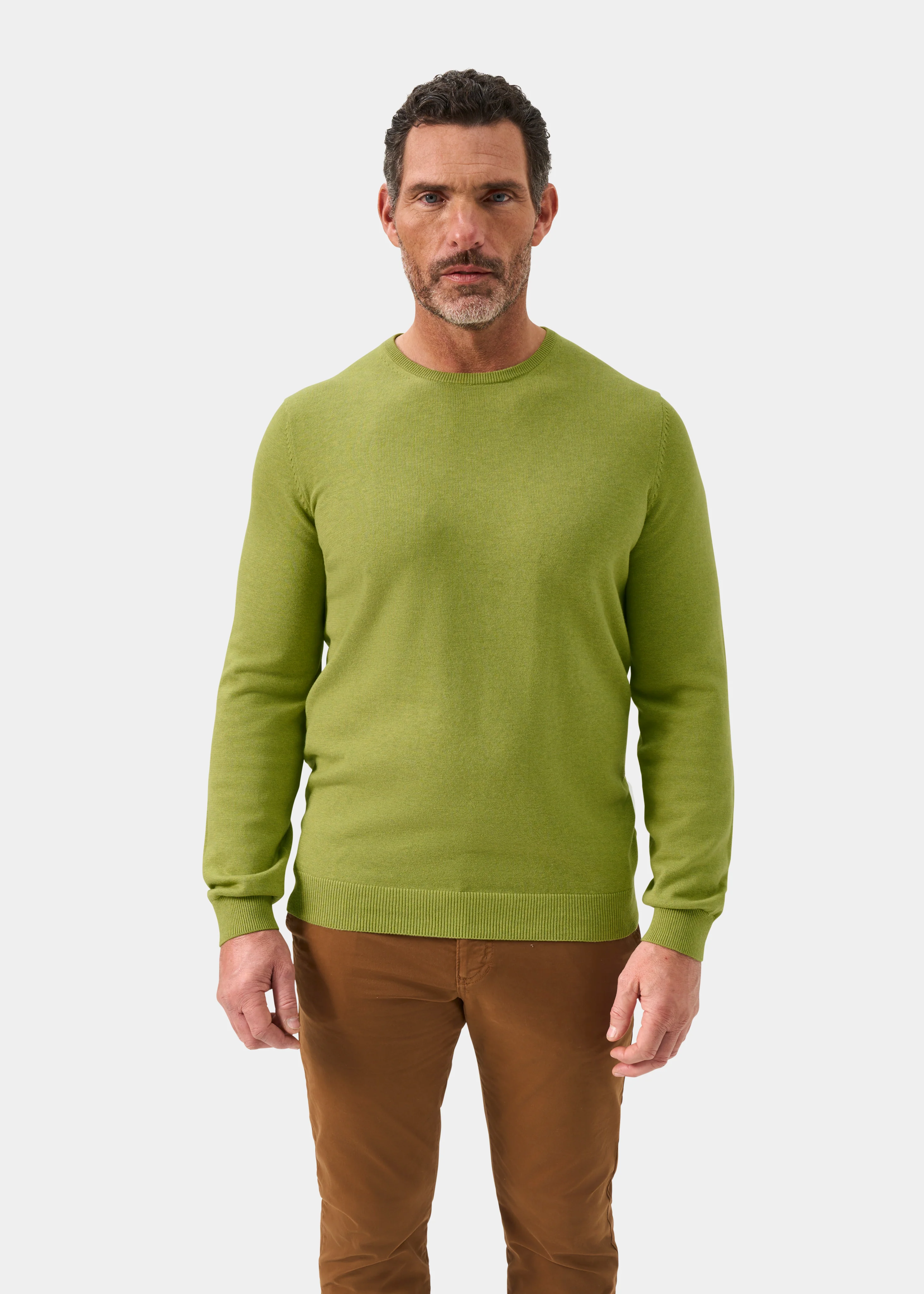 Leysmill Cotton Cashmere Jumper In Lichen - Image 2