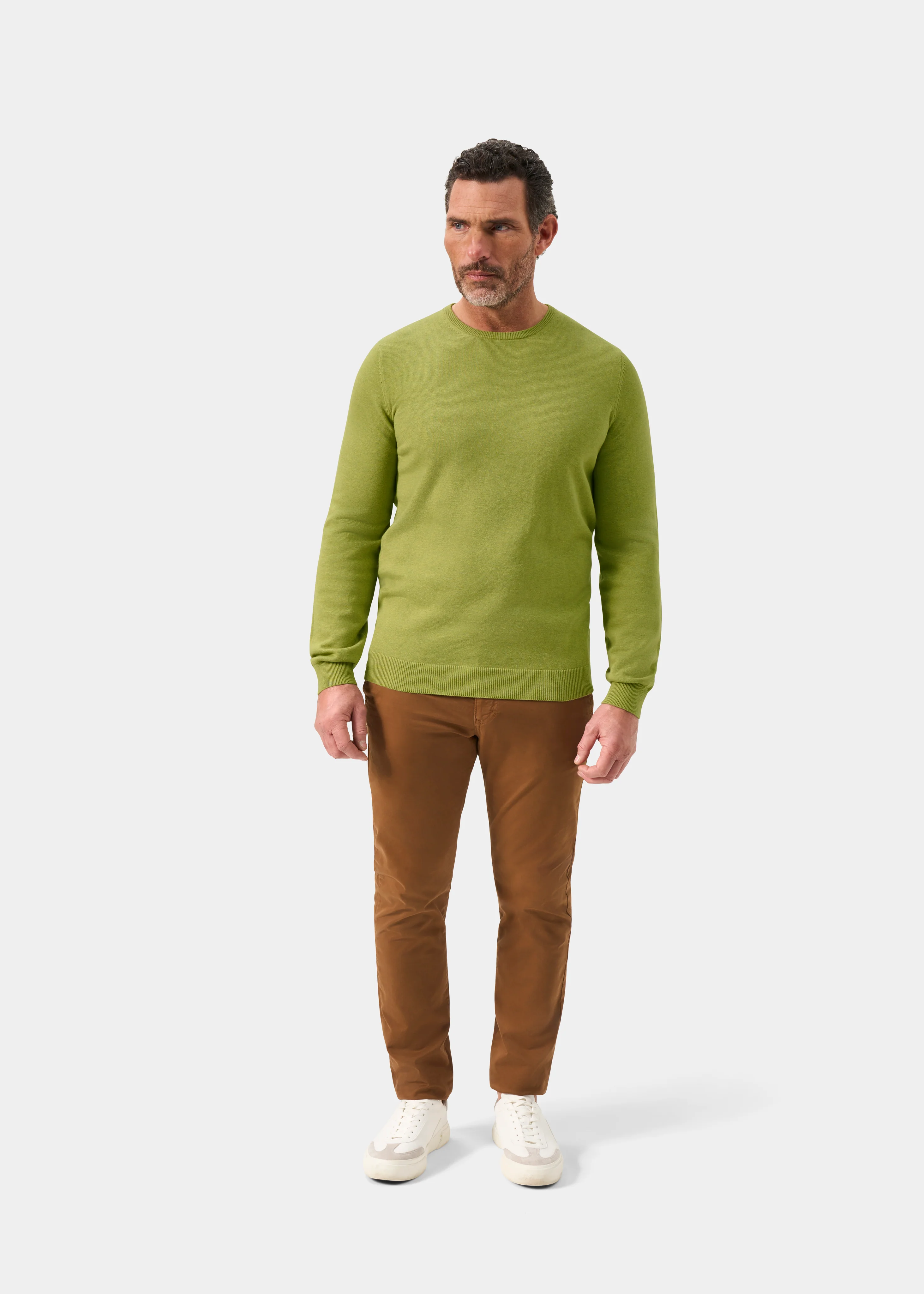 Leysmill Cotton Cashmere Jumper In Lichen - Image 3