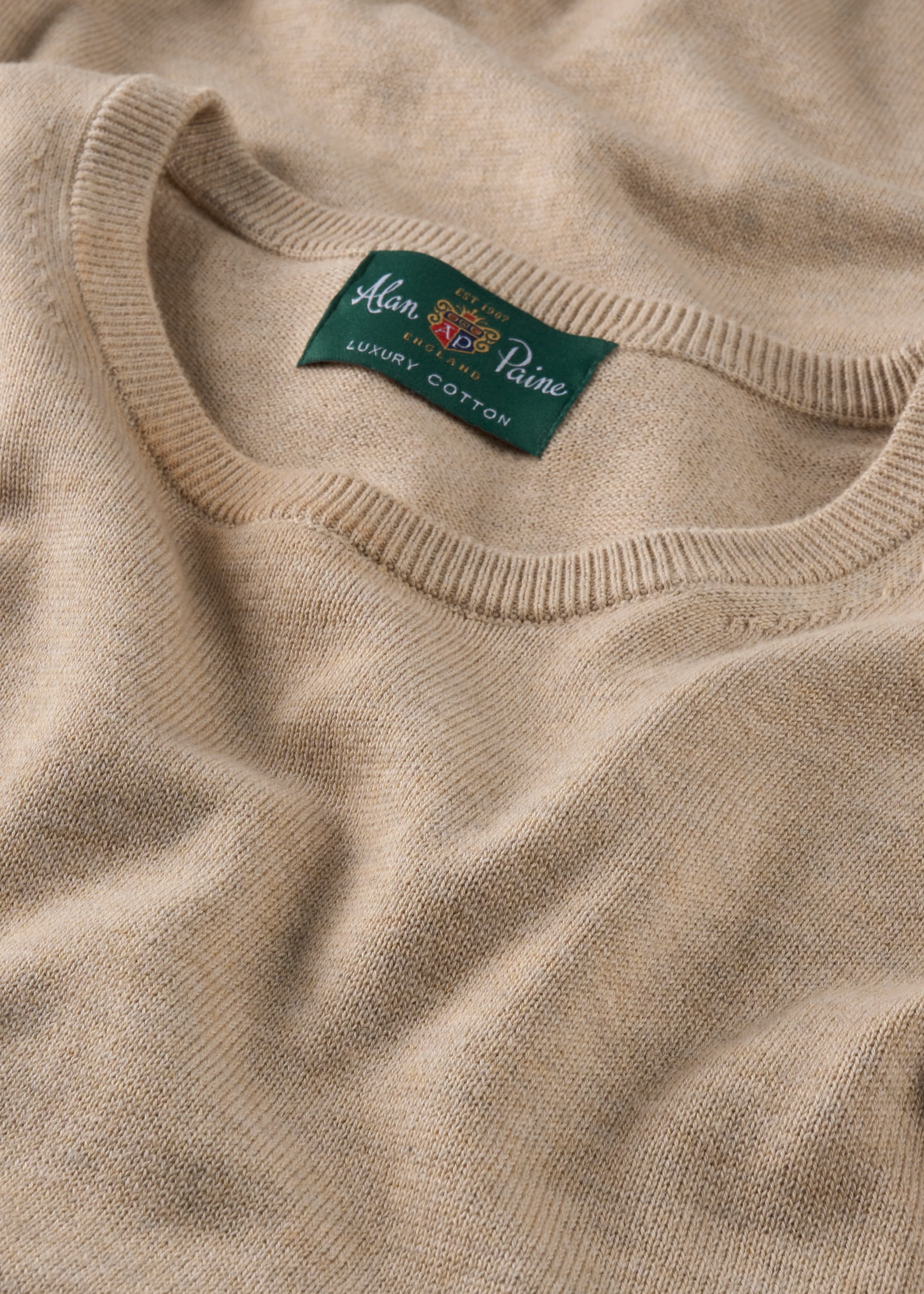 Leysmill Cotton Cashmere Jumper In Sand - Image 3