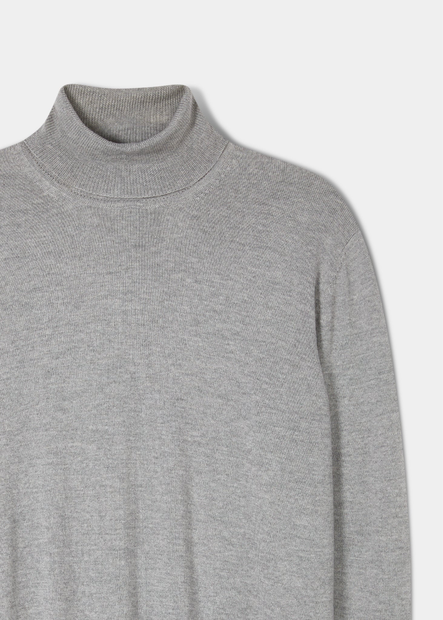 Linton Merino Wool Roll Neck Jumper in Light Grey Mix - Regular Fit - Image 2