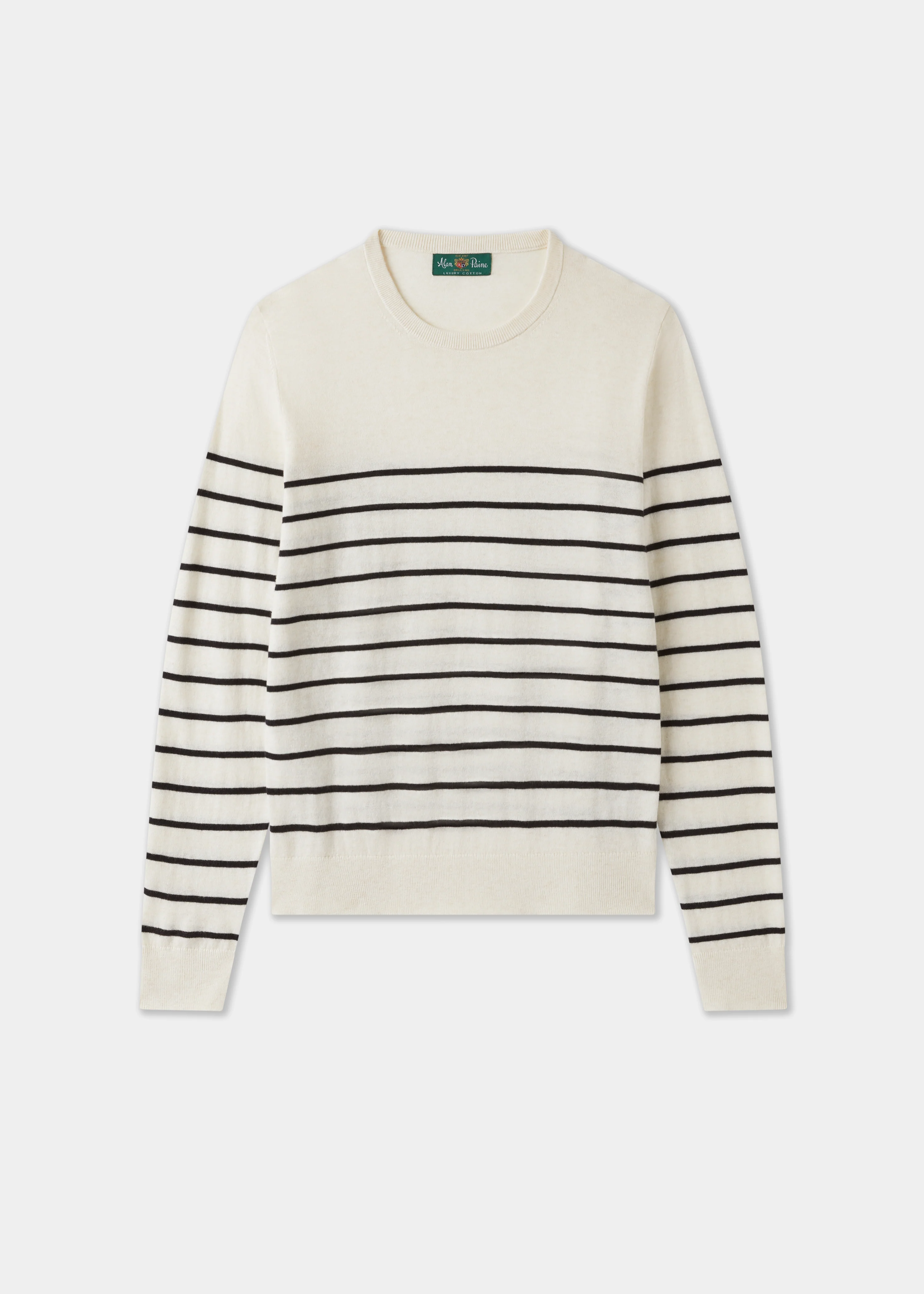 Lois Ladies Cotton Cashmere Striped Crew Neck In Blonde
