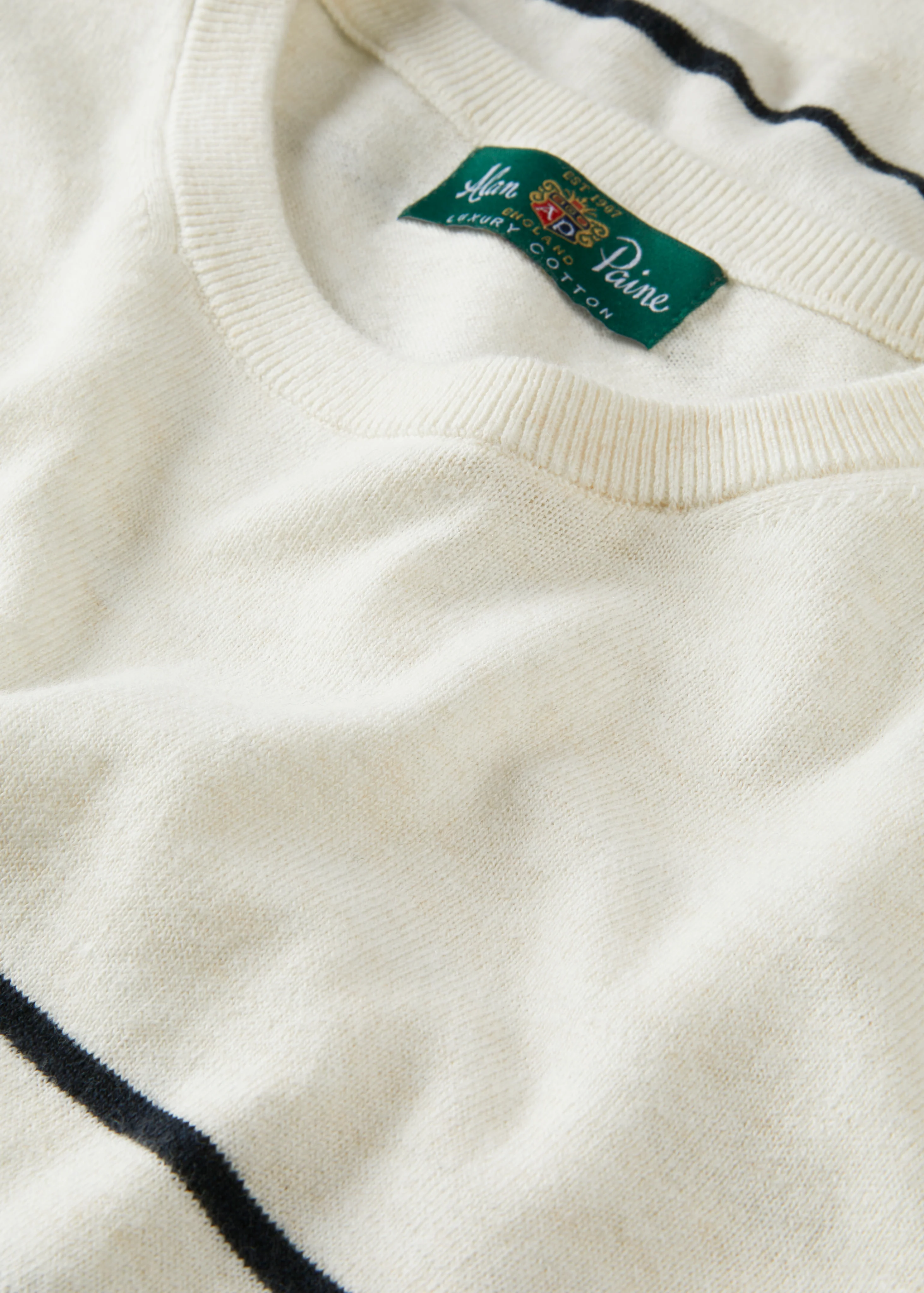 Lois Ladies Cotton Cashmere Striped Crew Neck In Blonde - Image 4