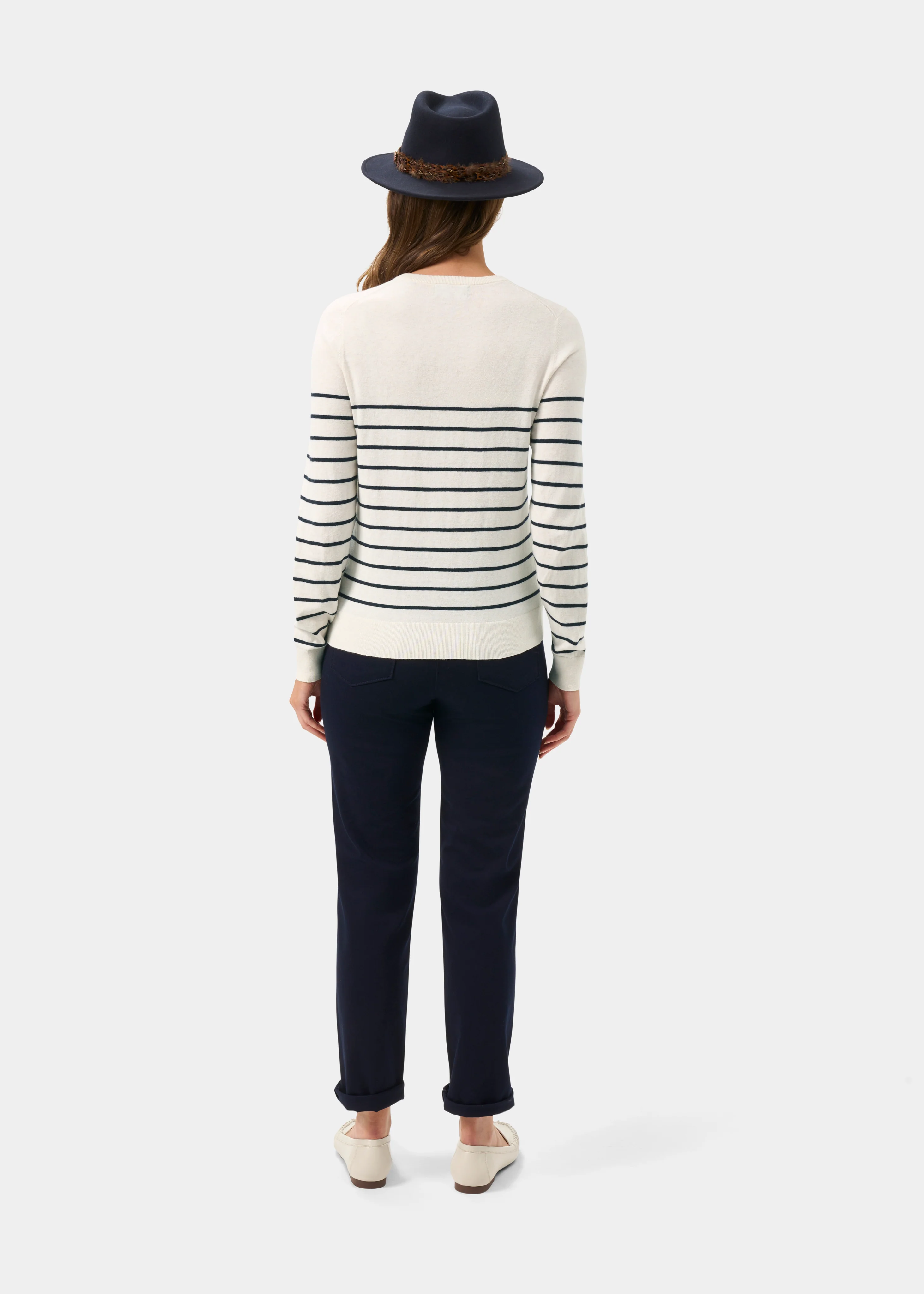 Lois Ladies Cotton Cashmere Striped Crew Neck In Blonde - Image 7