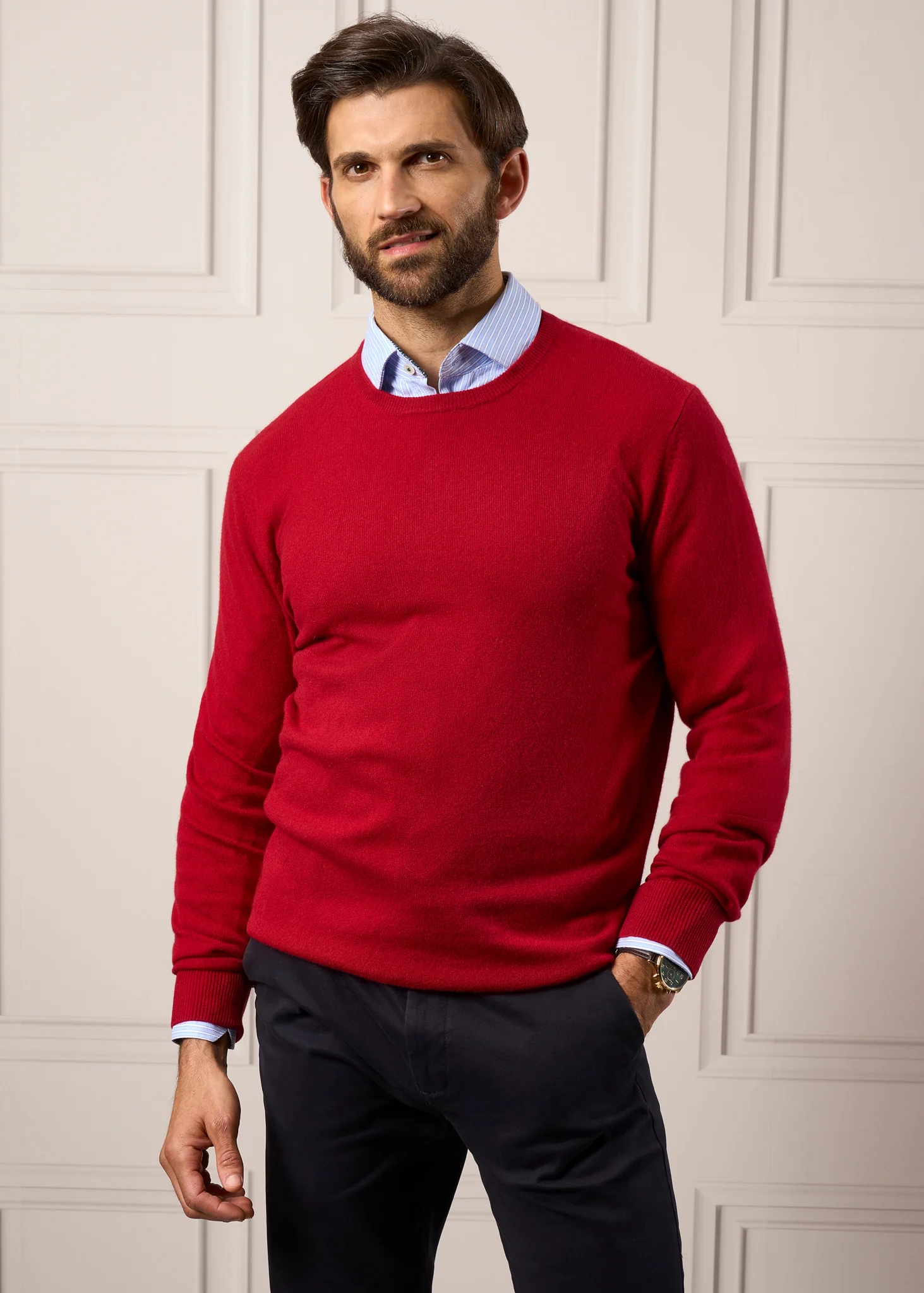 Melfort Cashmere Jumper in Ruby - Regular Fit - Image 2