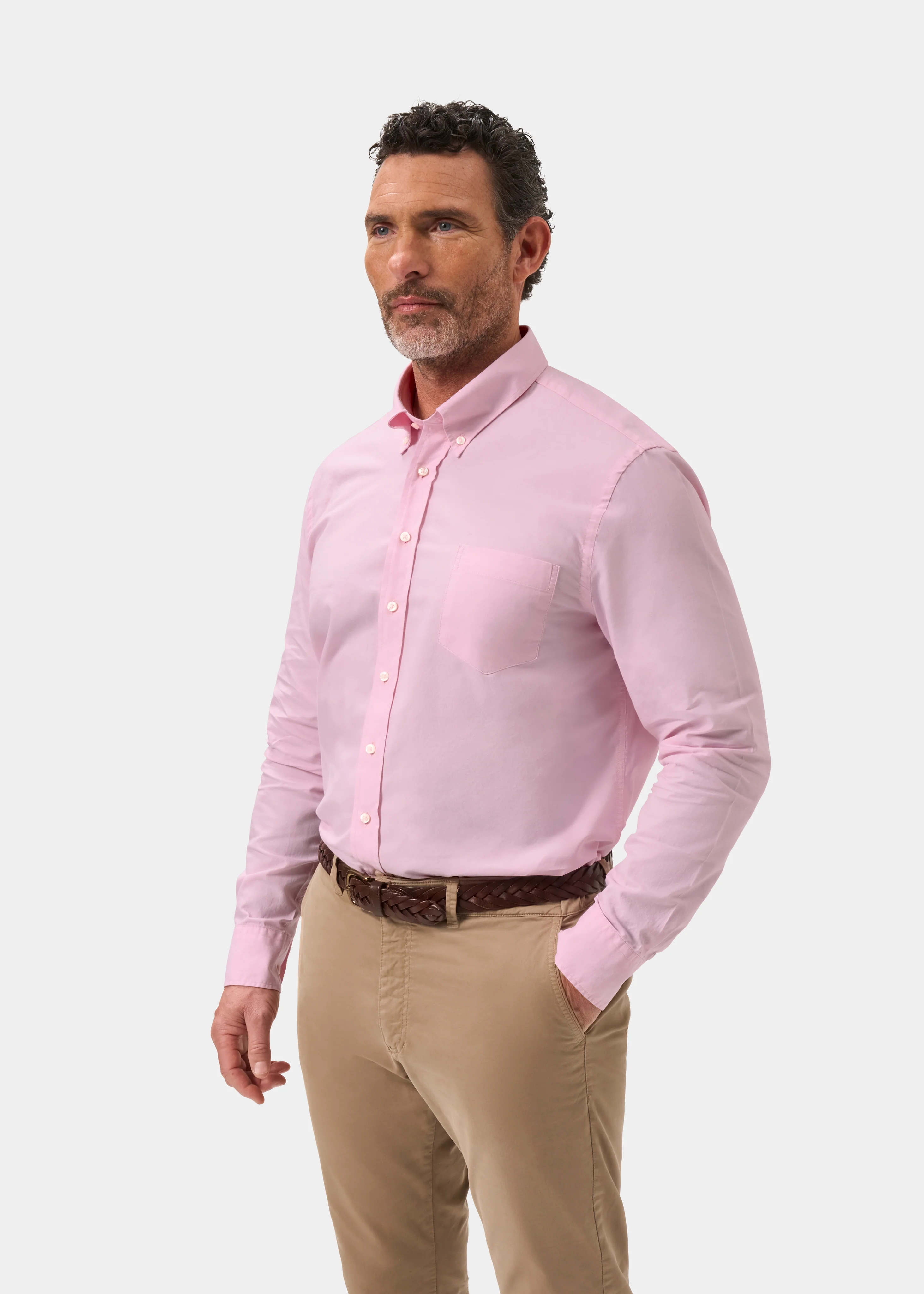 Men's Cotton Button Down Pink Shirt - Regular Fit - Image 6