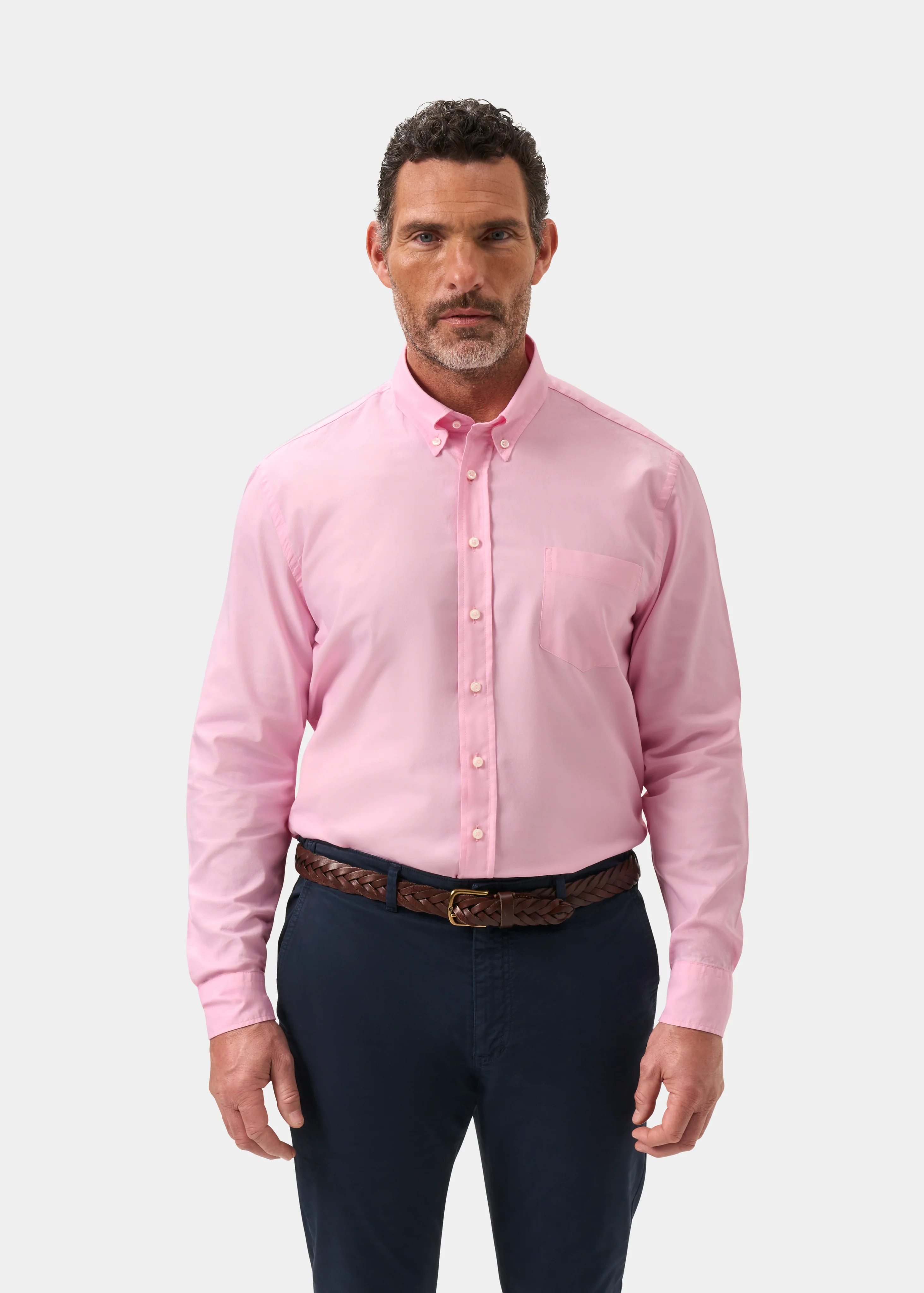 Men's Oxford Cotton Button Down Shirt In Pink - Image 5