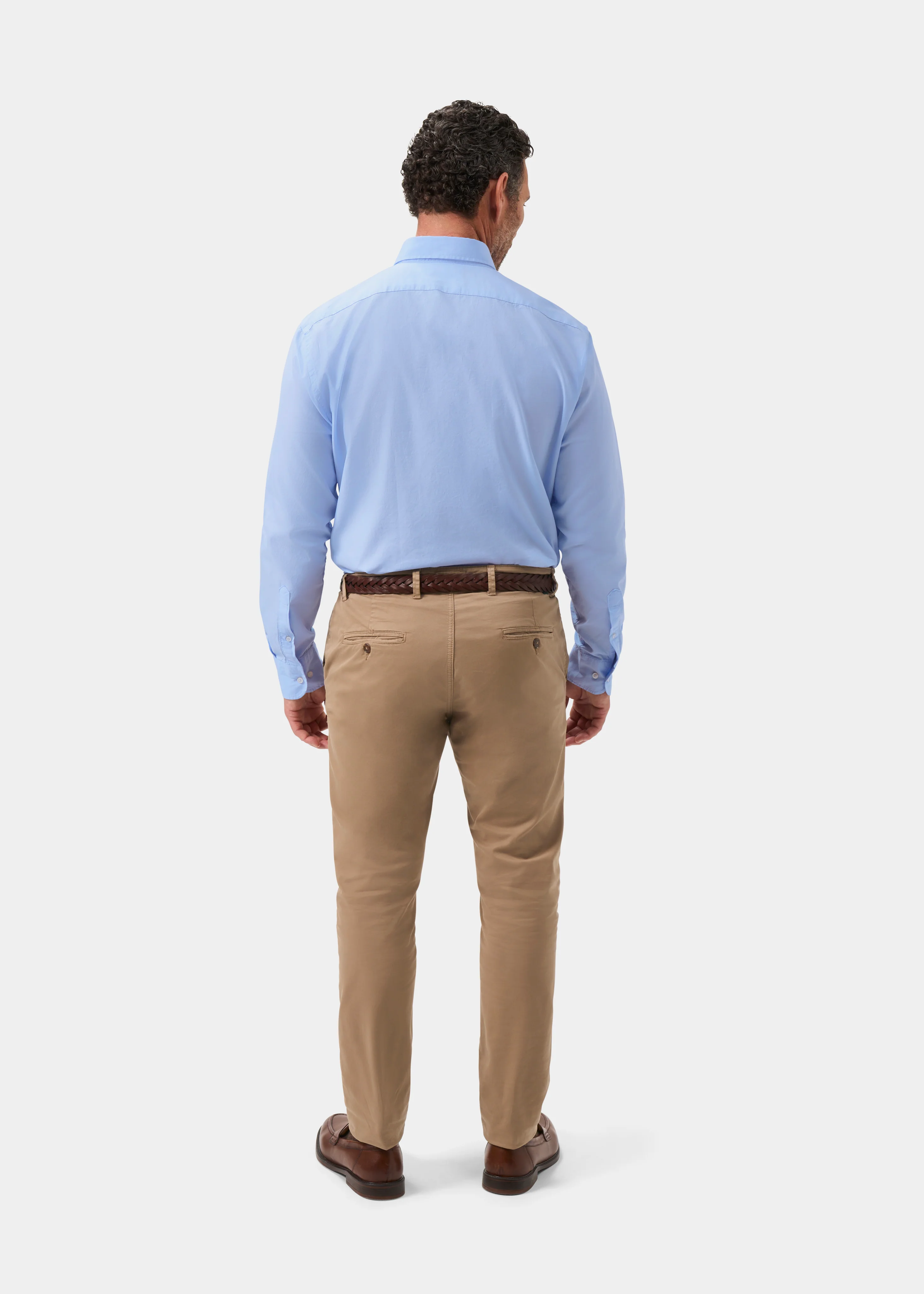 Men's Oxford Cotton Button Down Shirt In Sky Blue - Image 7